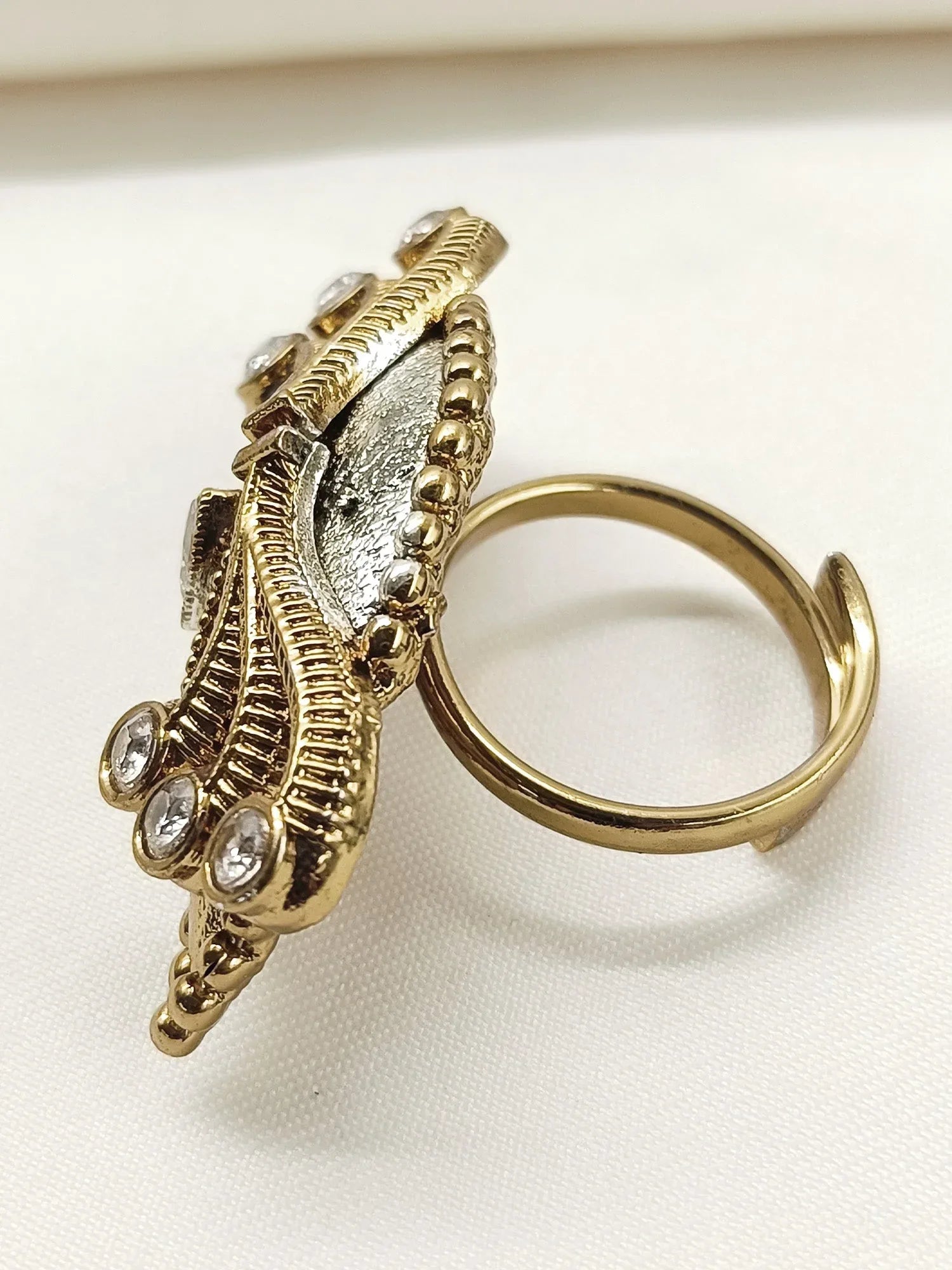 Ojashvi White Oxidized Finger Ring