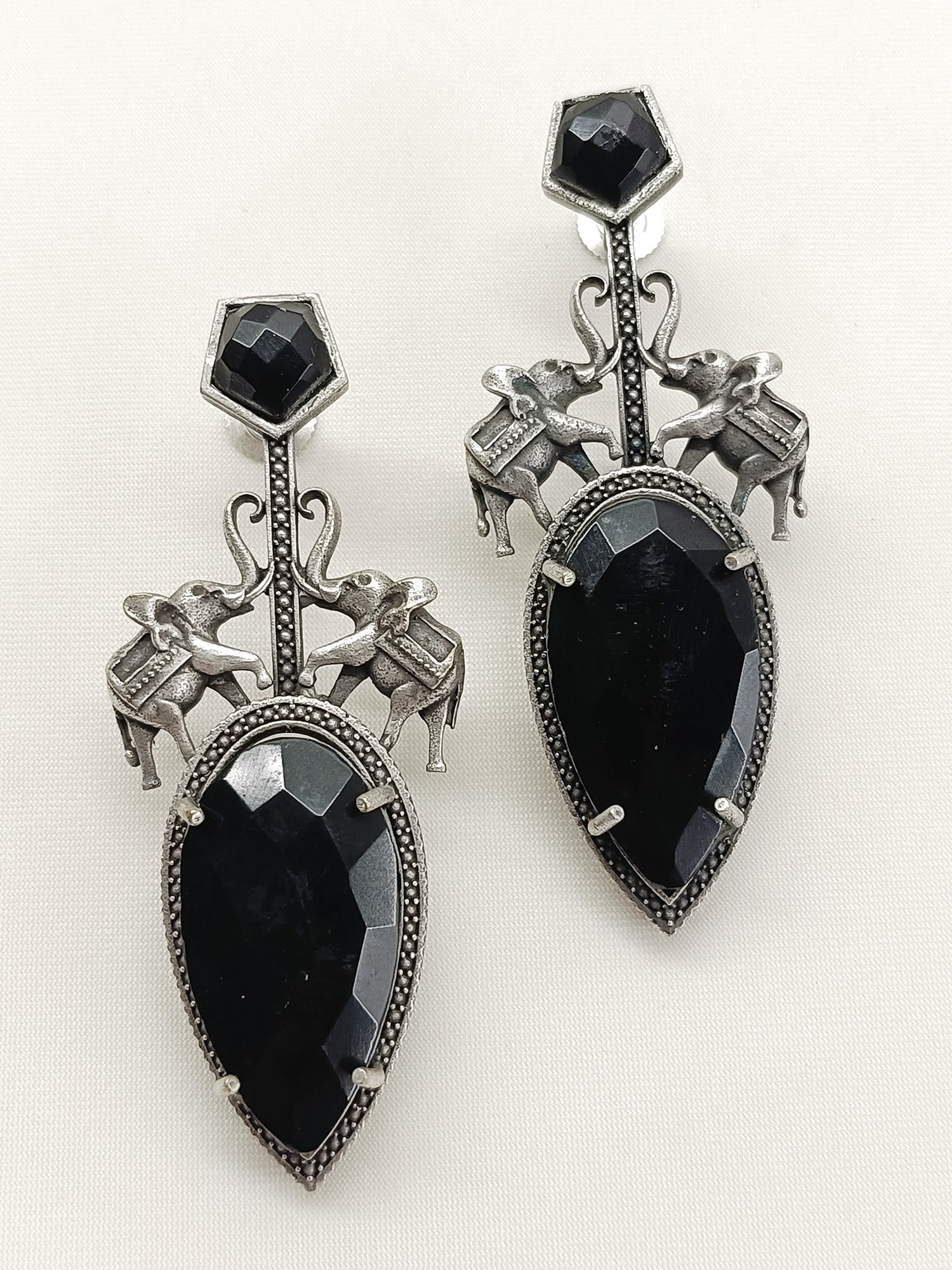 Wamil Black Oxidized Earring