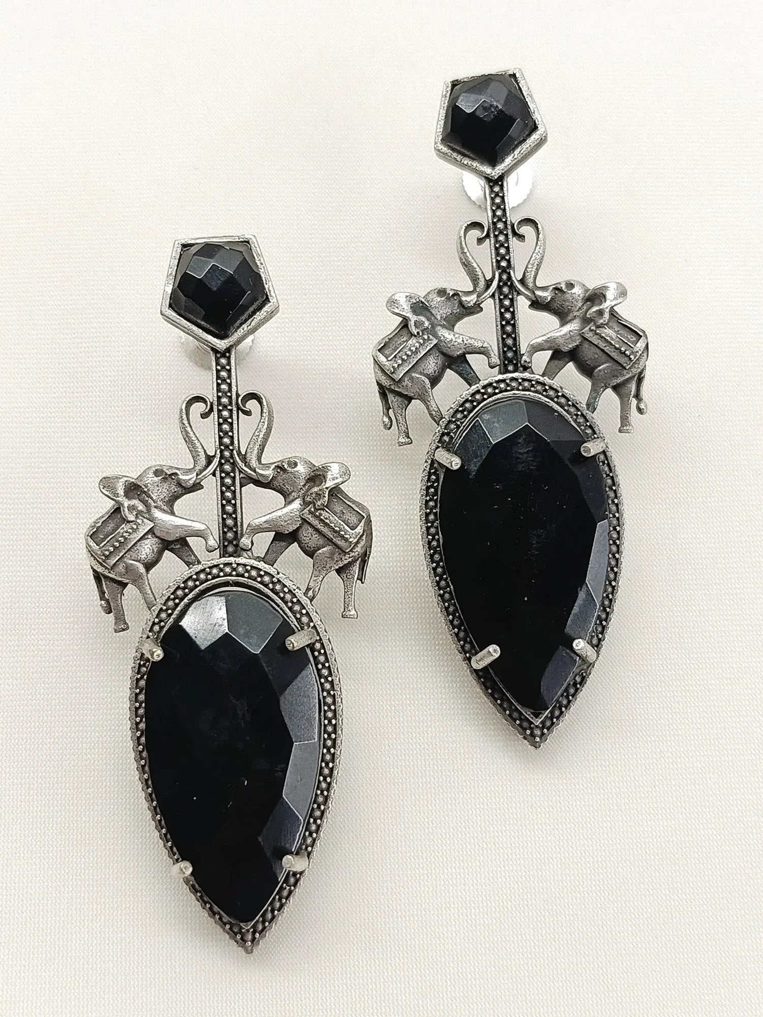 Wamil Black Oxidized Earring