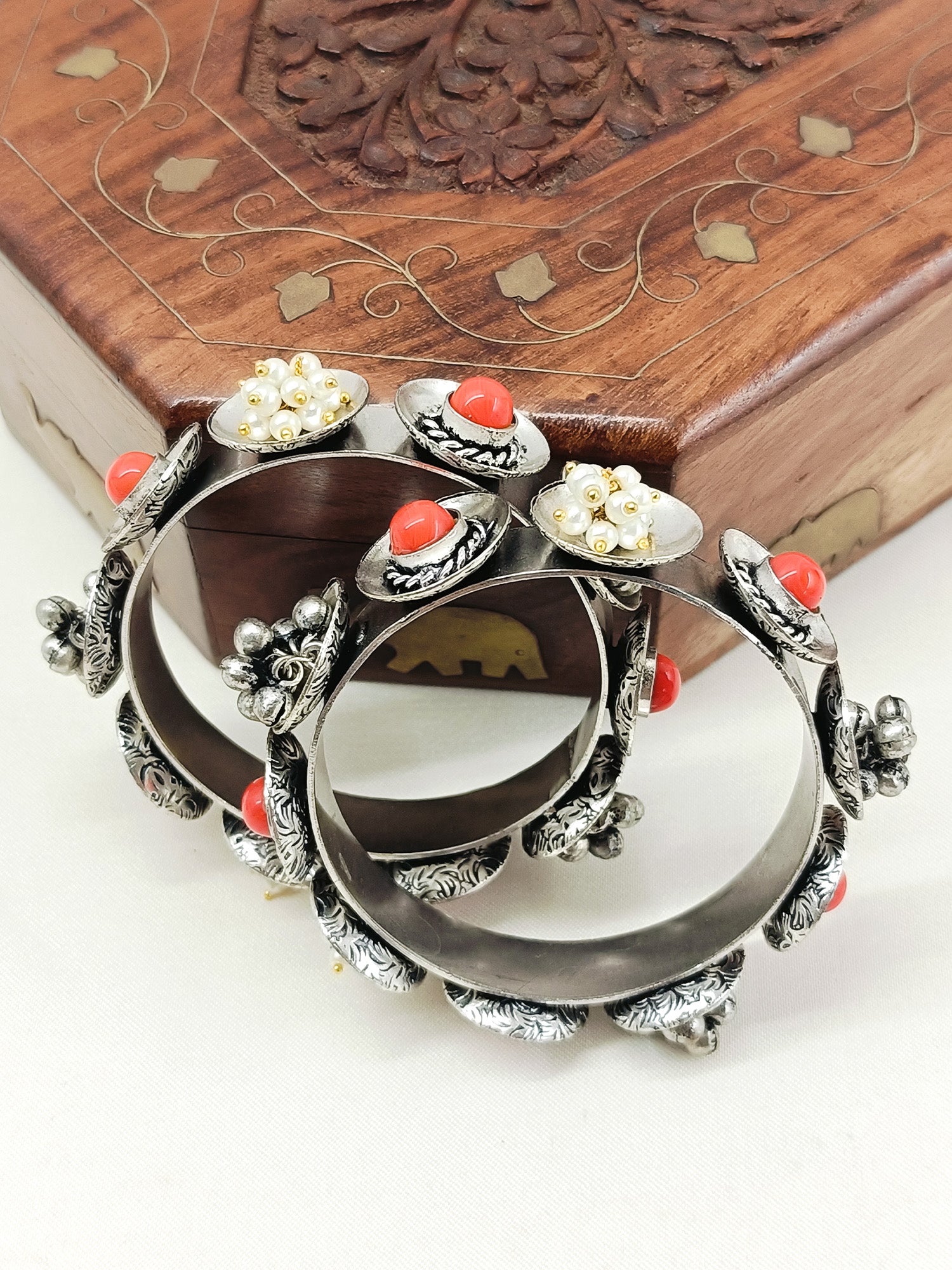 Farzana Coral Oxidized Bangles