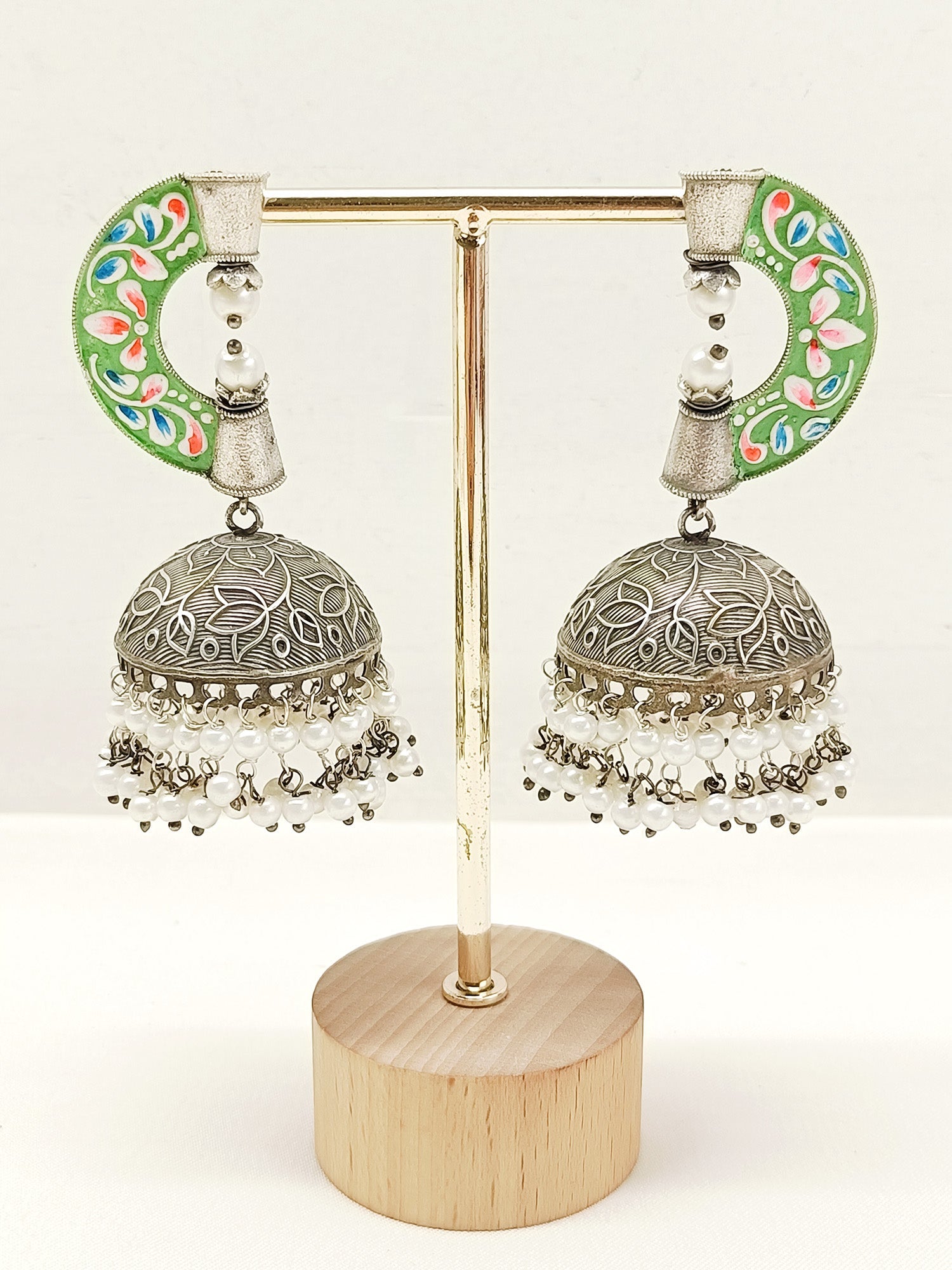 Atisha Green Oxidized Jhumki