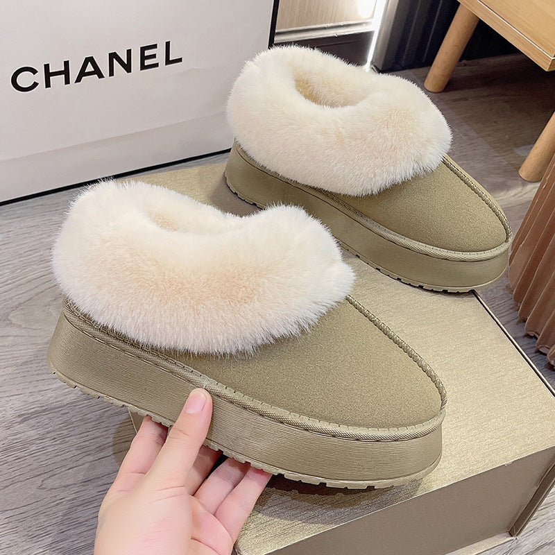 Women's Poppy Cozy Platform Boots - Plush Faux Fur Cuff Slip-On Winter Booties (US 5-10.5)