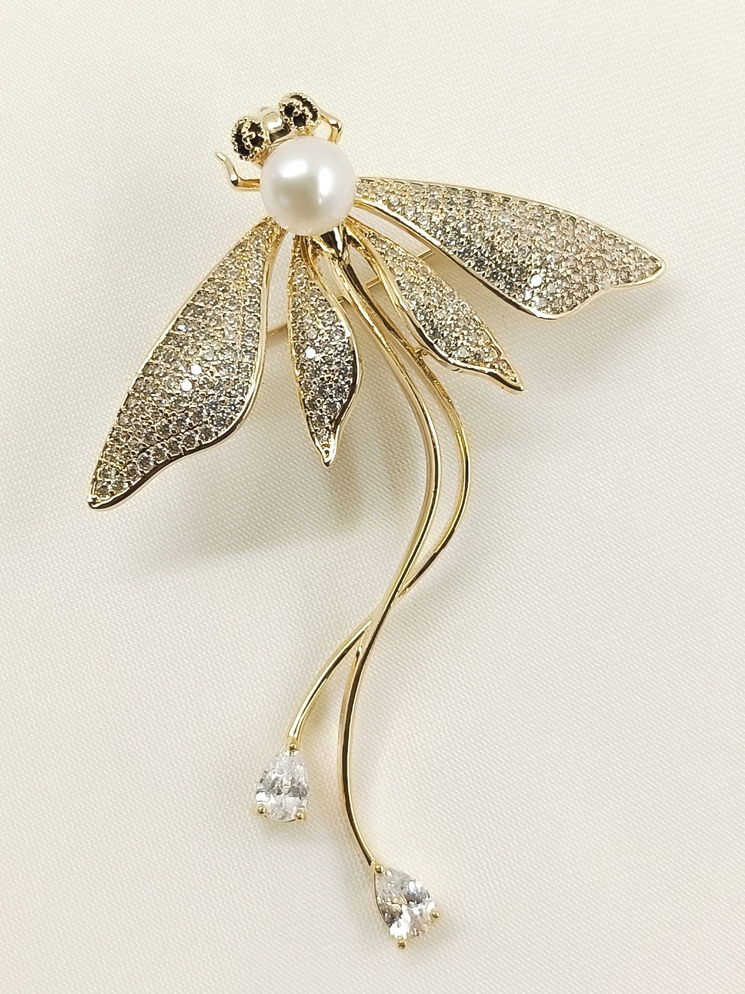 Chetaki White Dragonfly Brooch