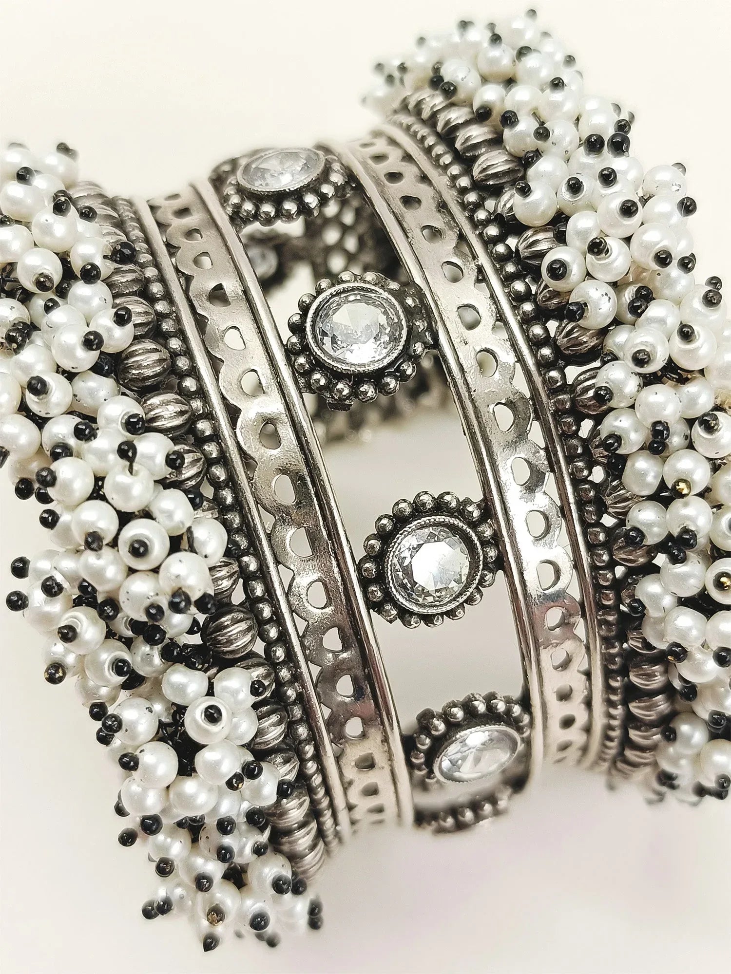Latika White Oxidized Bracelet
