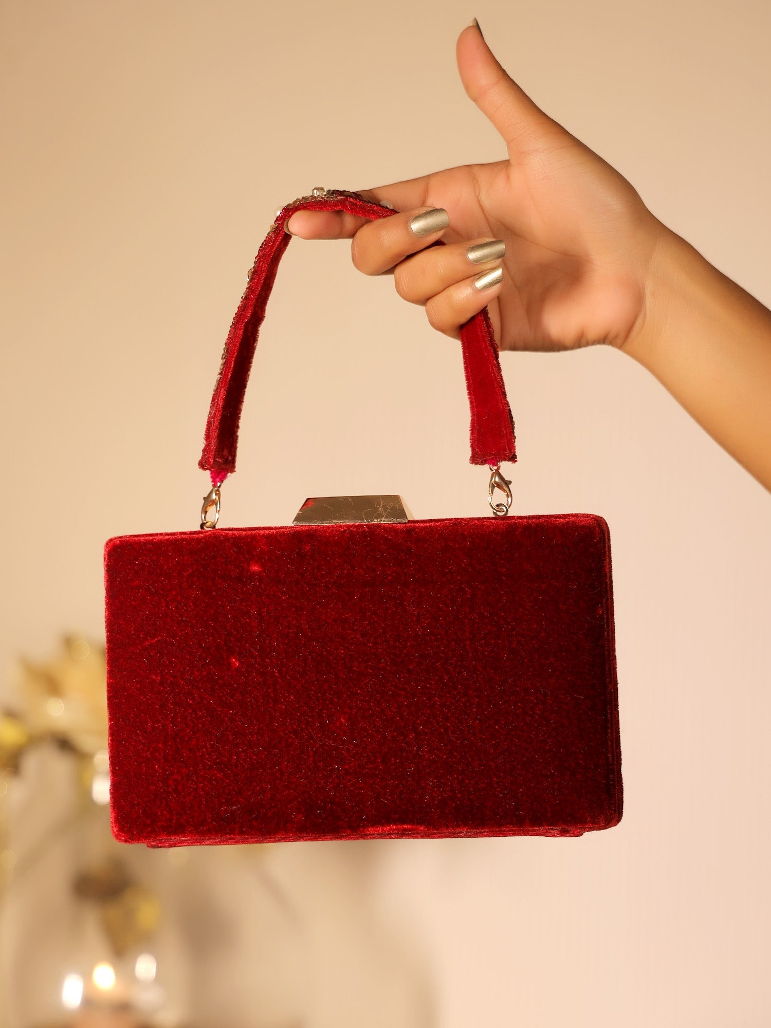 Swati Maroon Evening Clutch - qivii