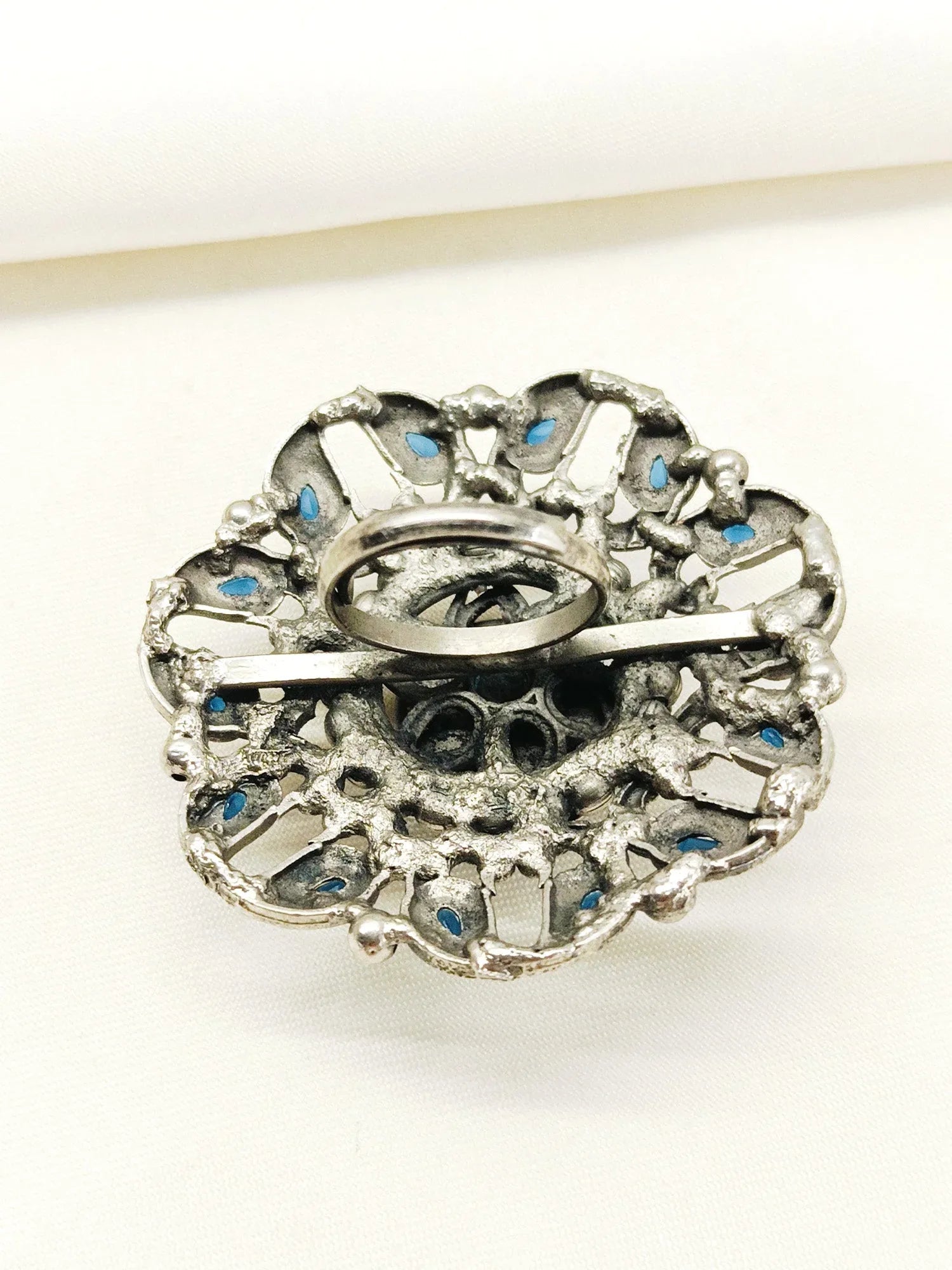 Bhaumi Blue Oxidized Finger Ring