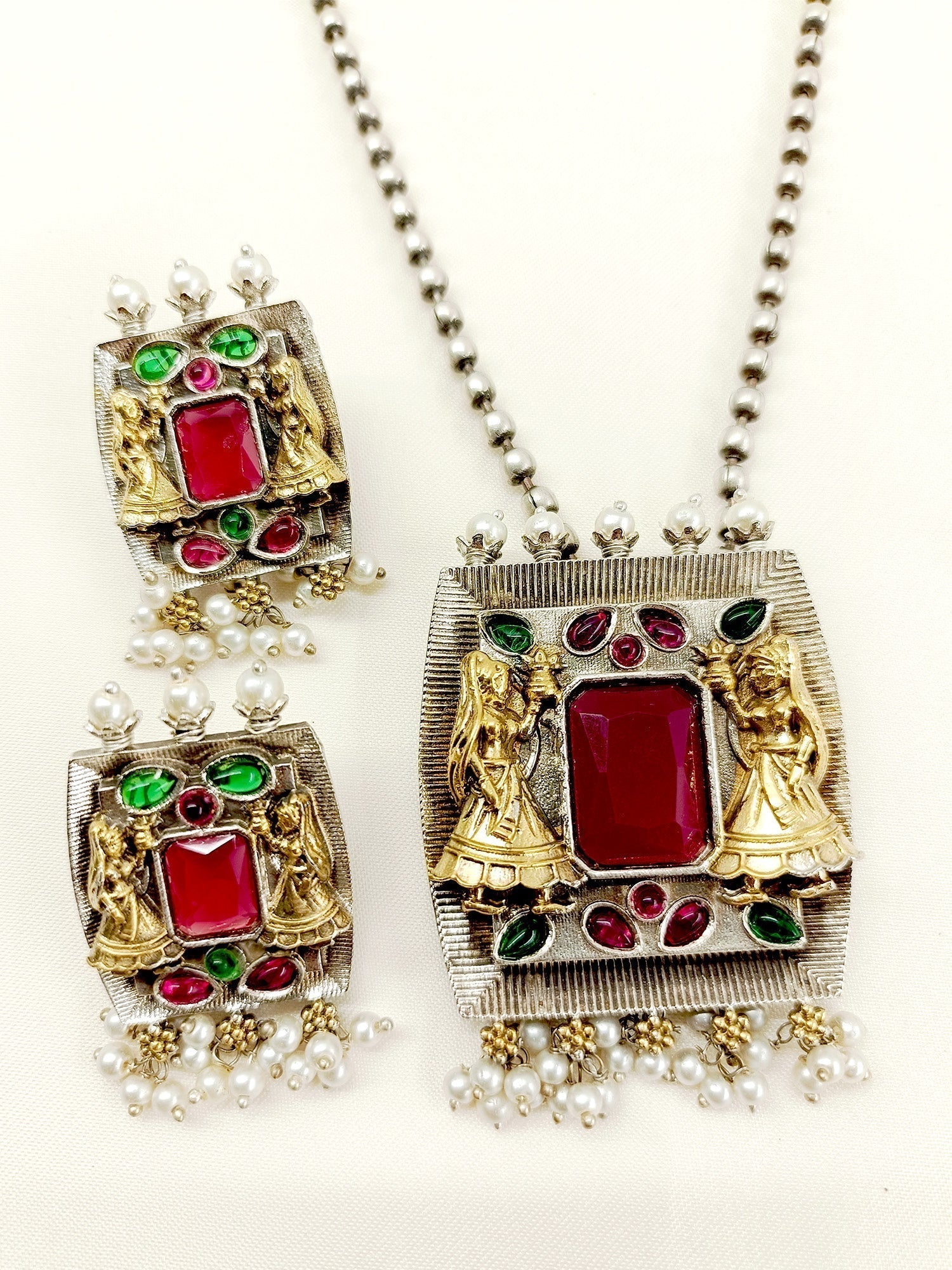 Arenia M & G Oxidized Pendant Set - qivii