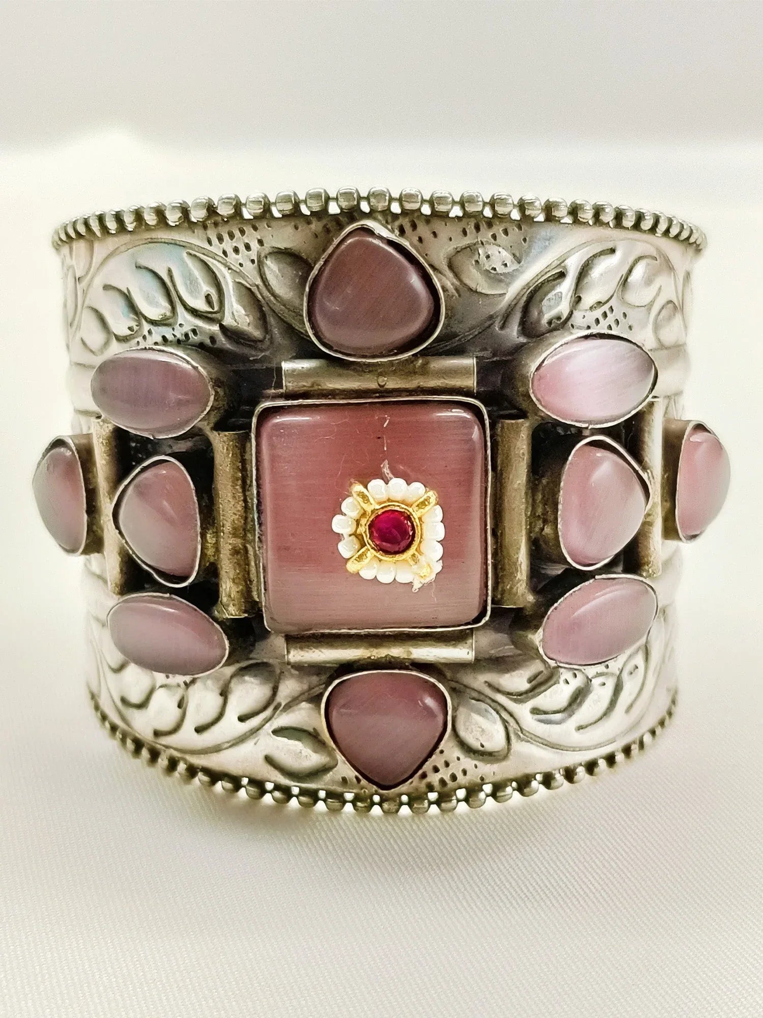 Nazia Baby Pink Oxidized Bracelet