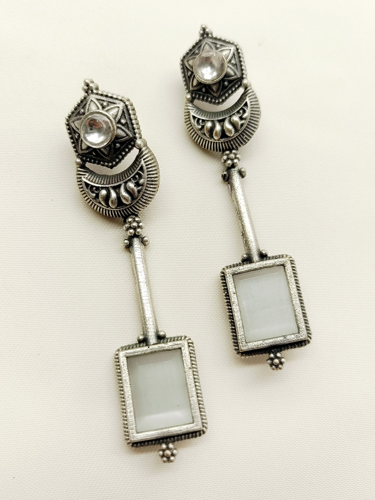 Krissann Grey German Silver Oxidized Earrings