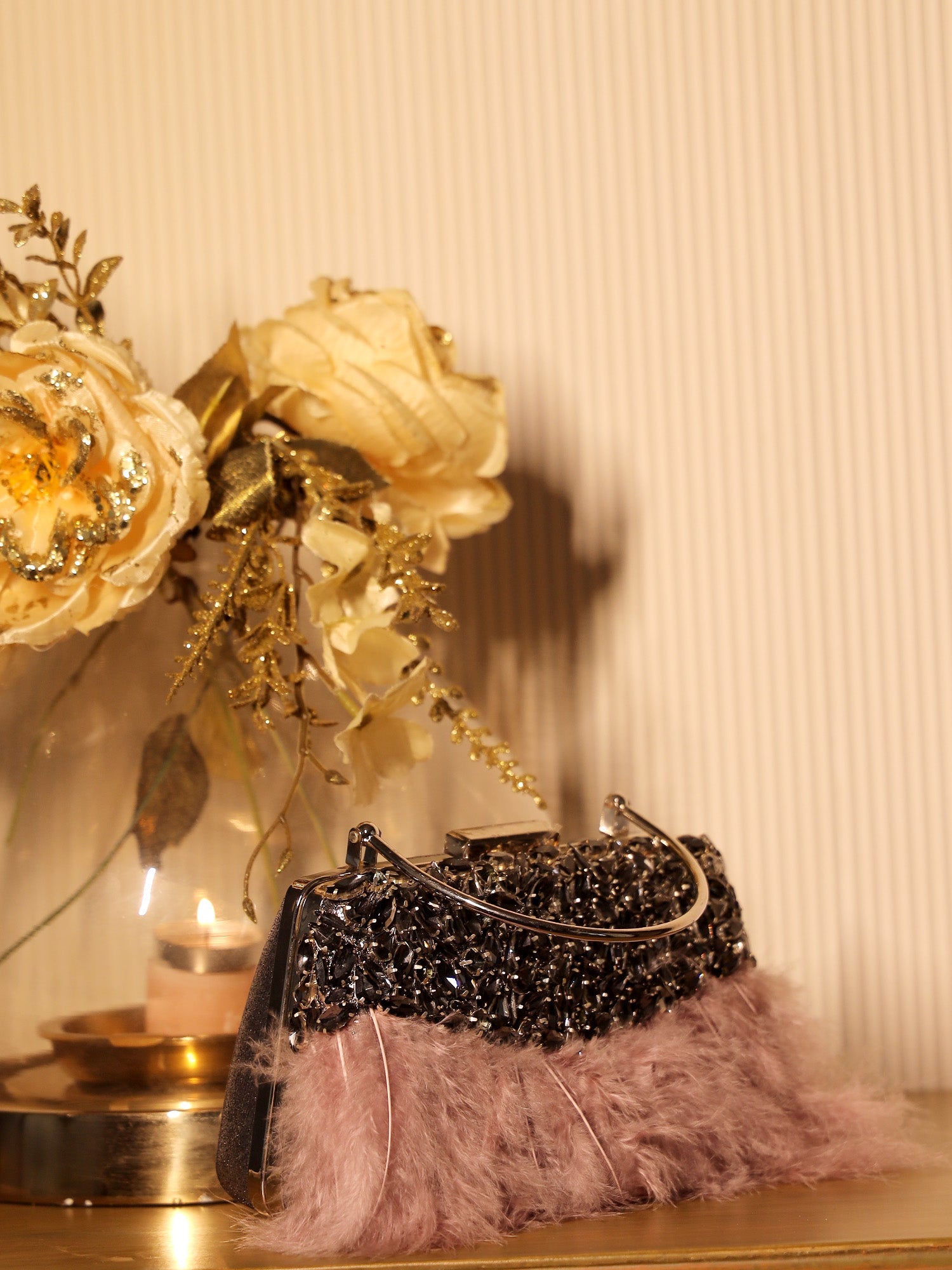 Ellie Purple Feather Evening Clutch - qivii