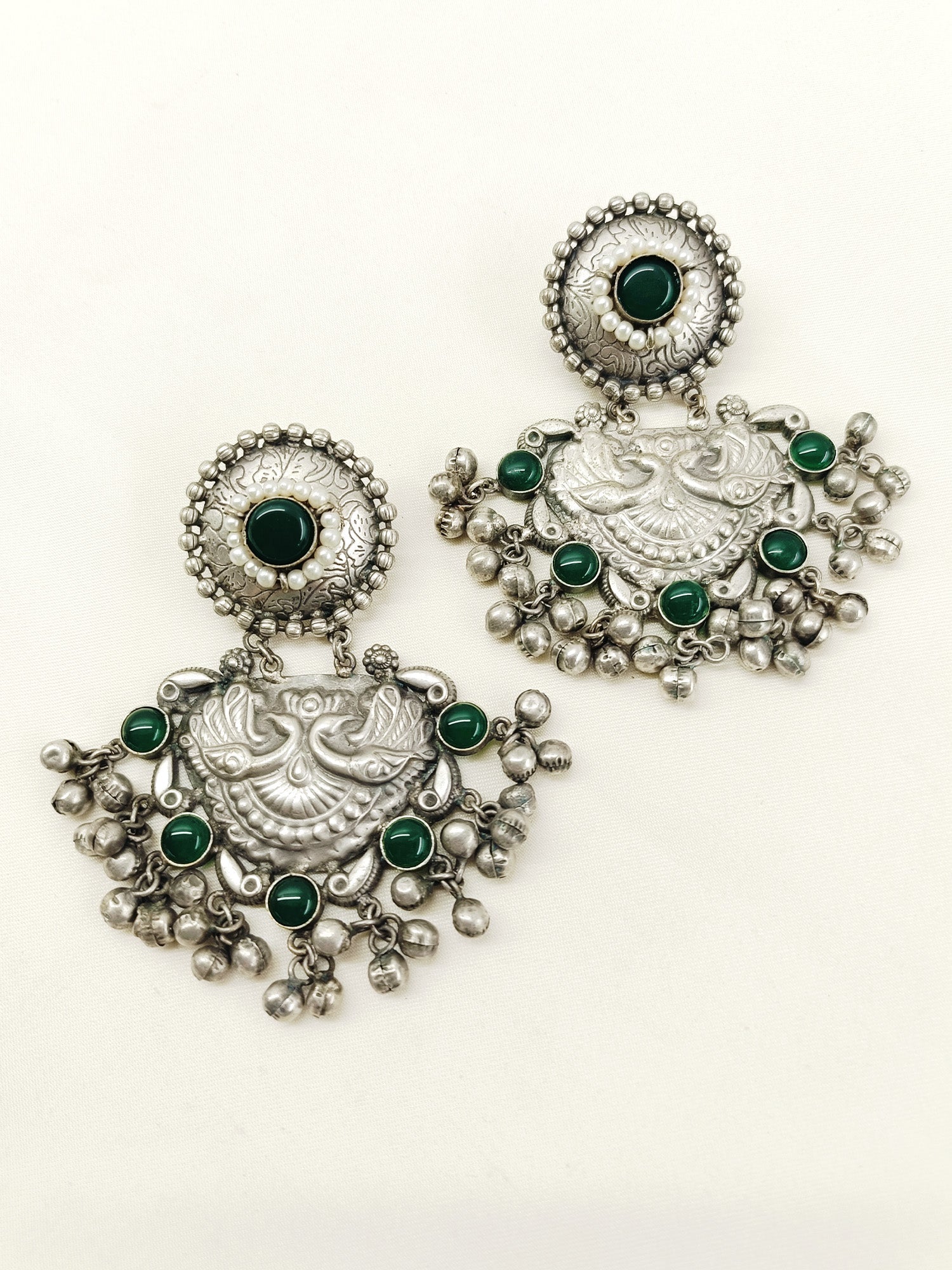 Nitisha Green Oxidized Earring
