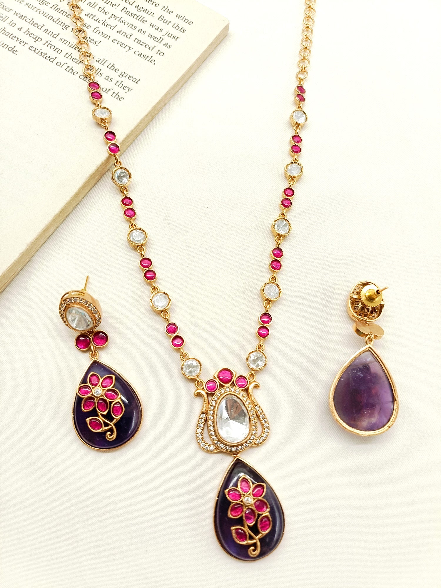 Seenu Maroon Boutique Necklace Set - qivii