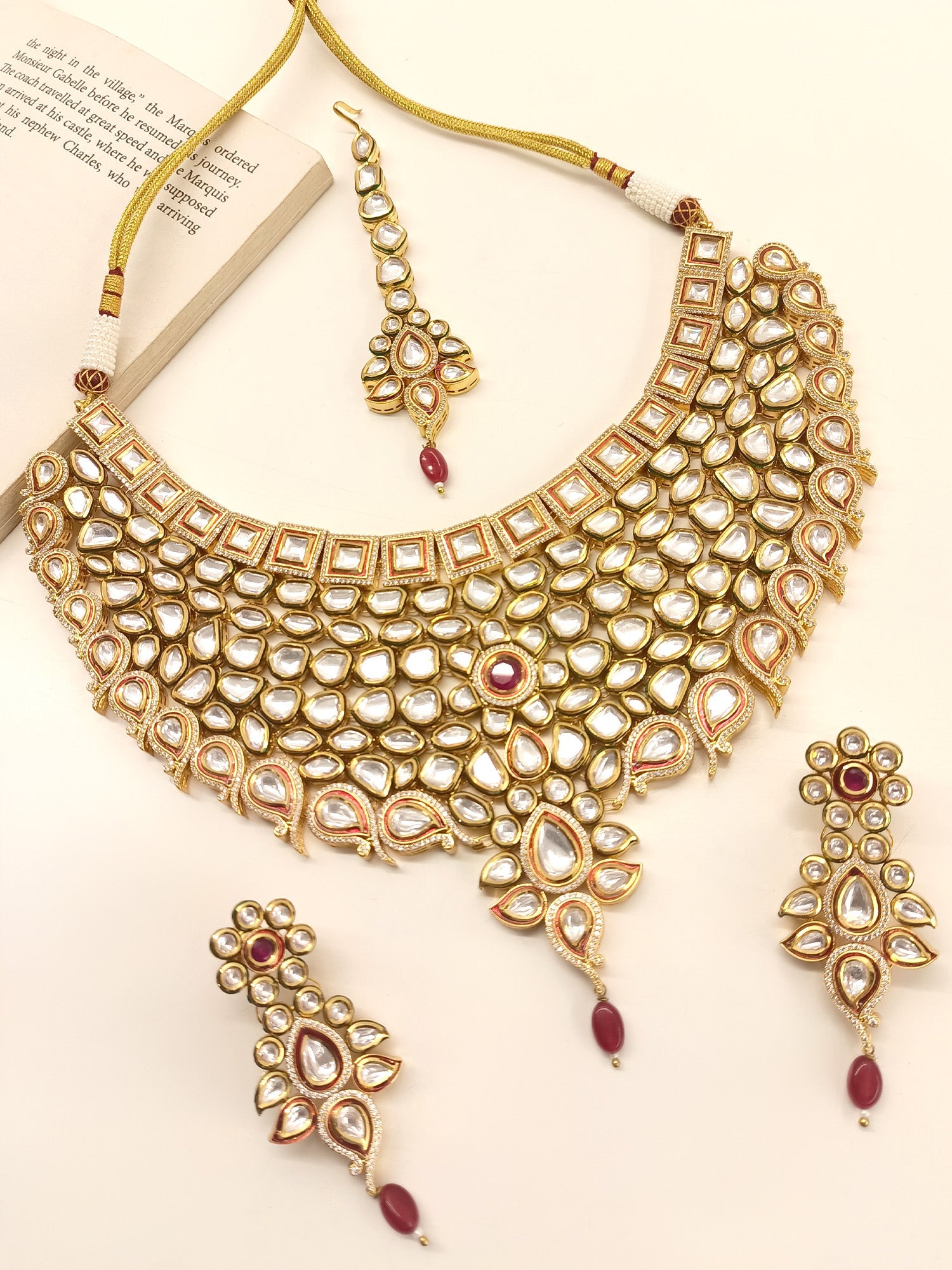 Sobita Ruby Kundan Necklace Set - qivii