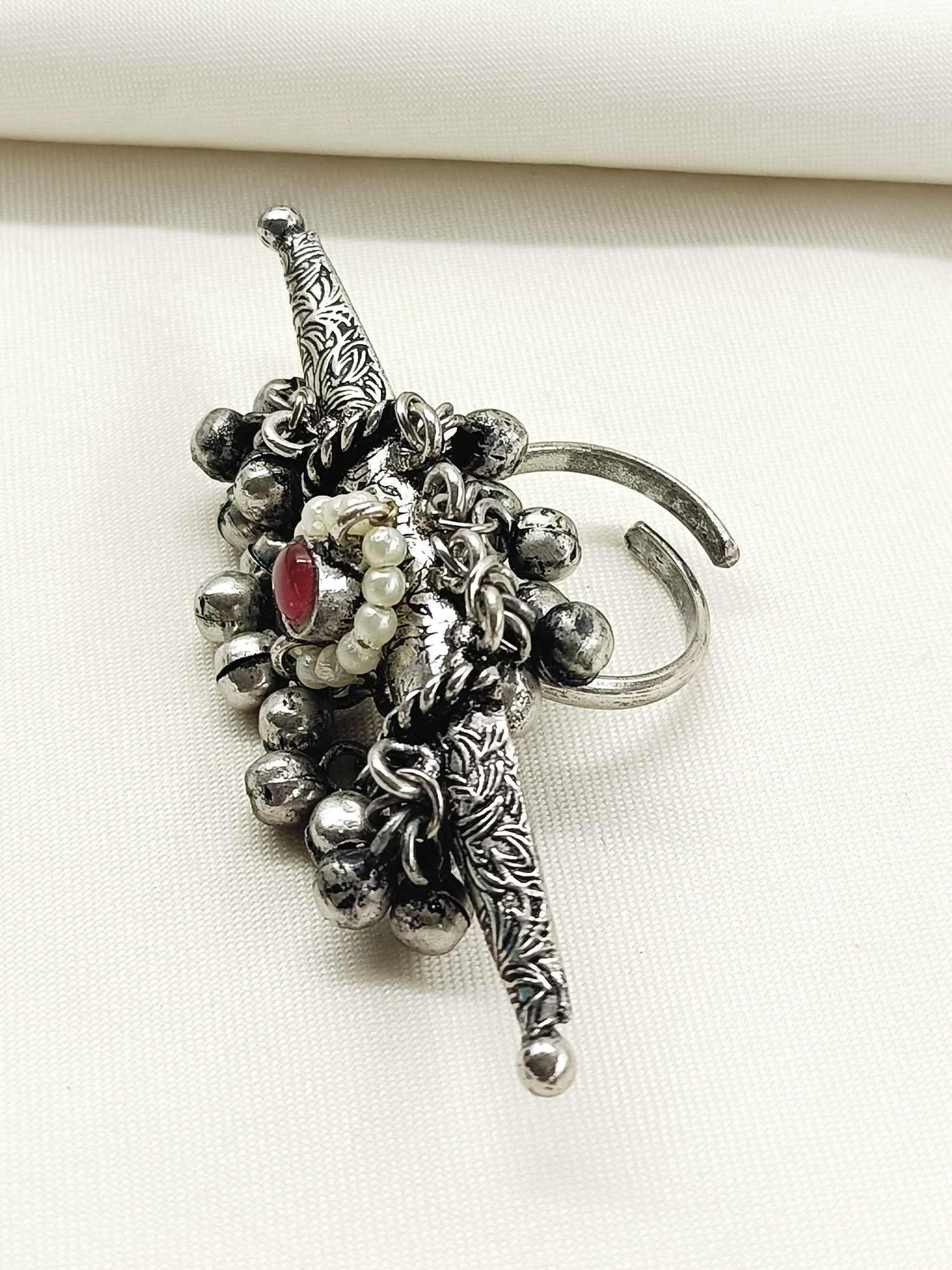 Yasasvini Red Oxidized Finger Ring