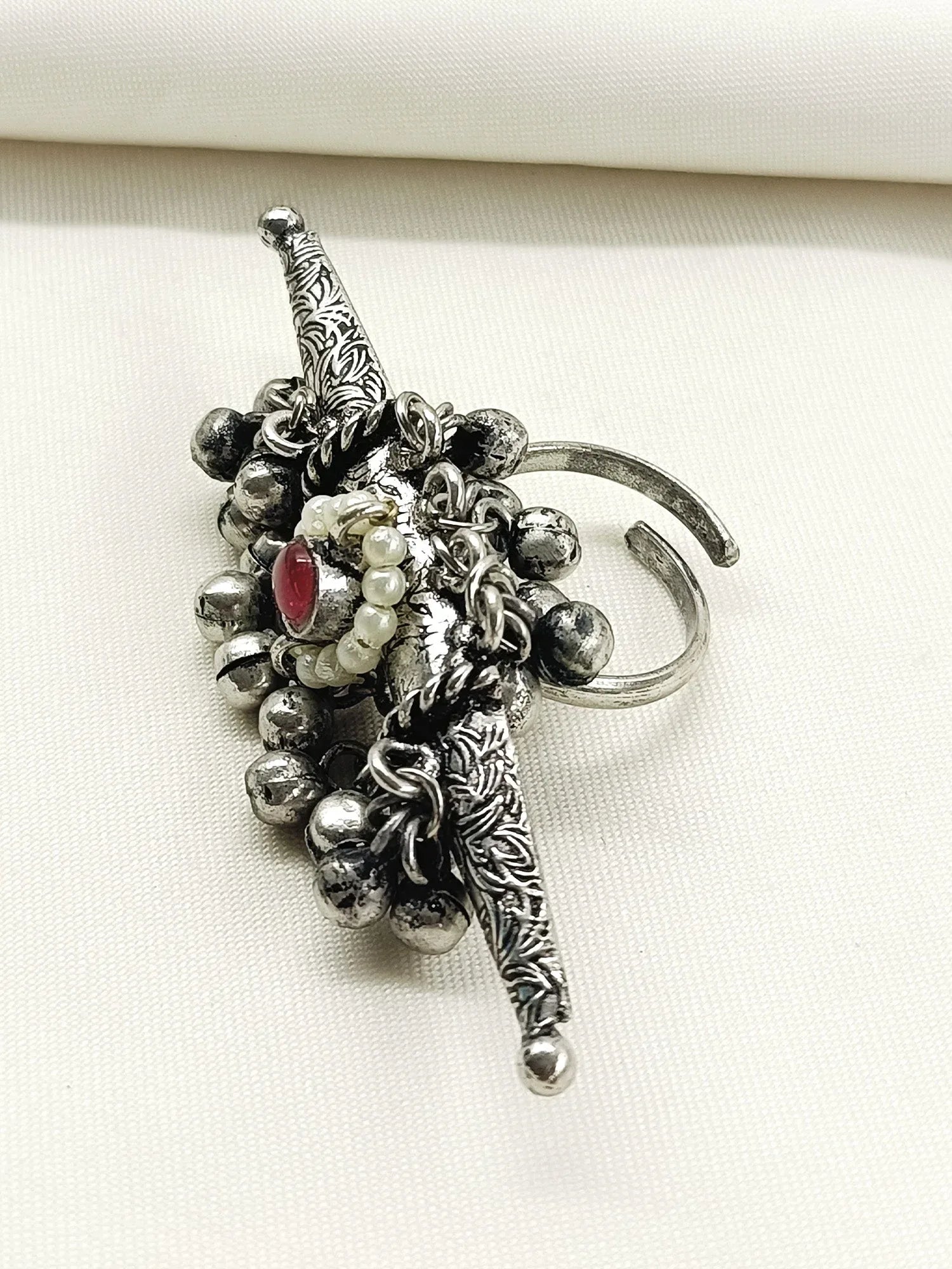Yasasvini Red Oxidized Finger Ring