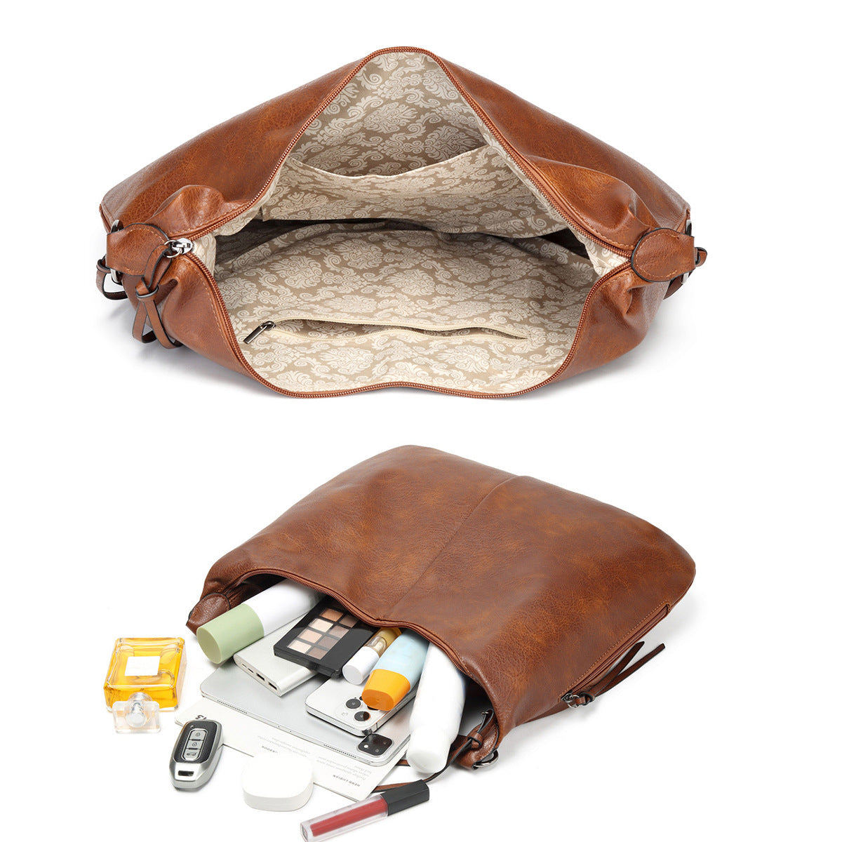 Ounamei Vegan Leather Hobo Shoulder Bag for Women | Large Capacity Purse with Matching Wallet & Card Holder | Shoulder & Crossbody Carry