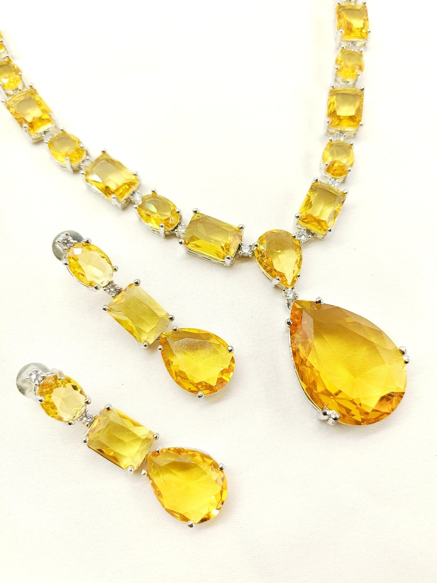 Sudhikha Yellow Swarovski Stone Combo Set - qivii