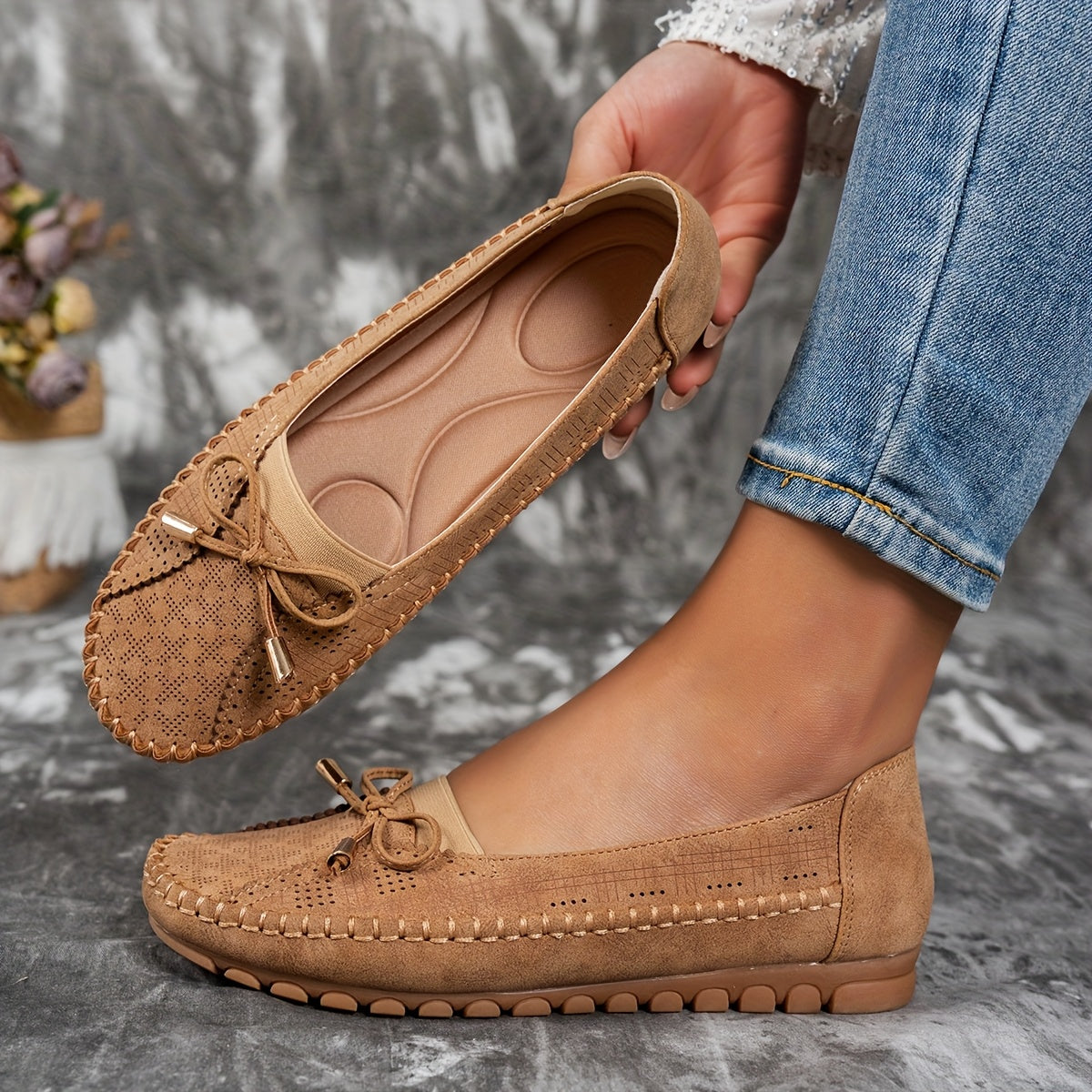 Sabine – Weiche Komfort-Loafer mit zarter Schleife - By Qivii