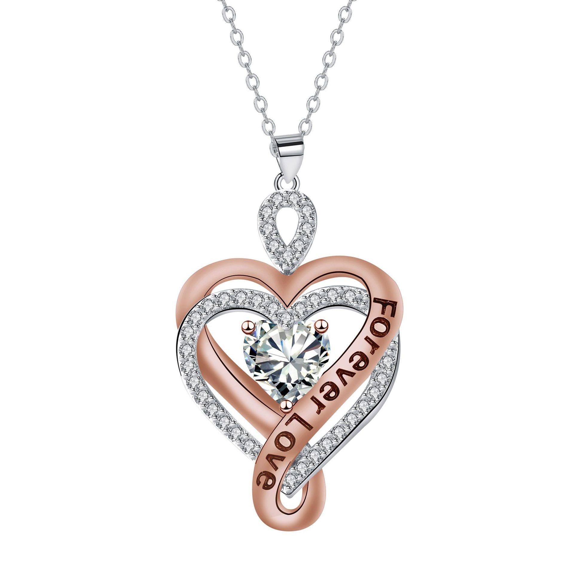Double Love Necklace Women's Rose Pendant Retro Simple Elegant