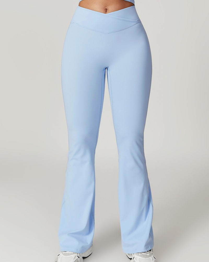 Crossover High Waist Hip Lift Quick Dry Yoga Flared Pants - By Qivii