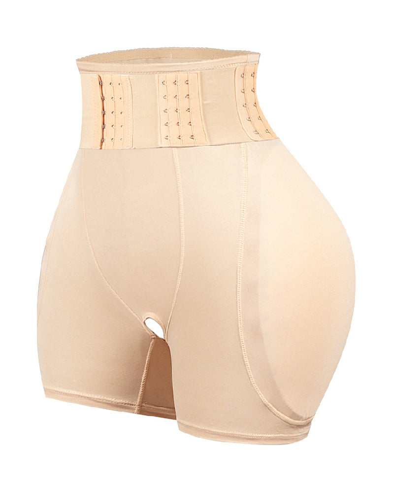High Waist 9-row Adjustable Buckle Belt Shapewear Shorts With Sponge Pads - By Qivii