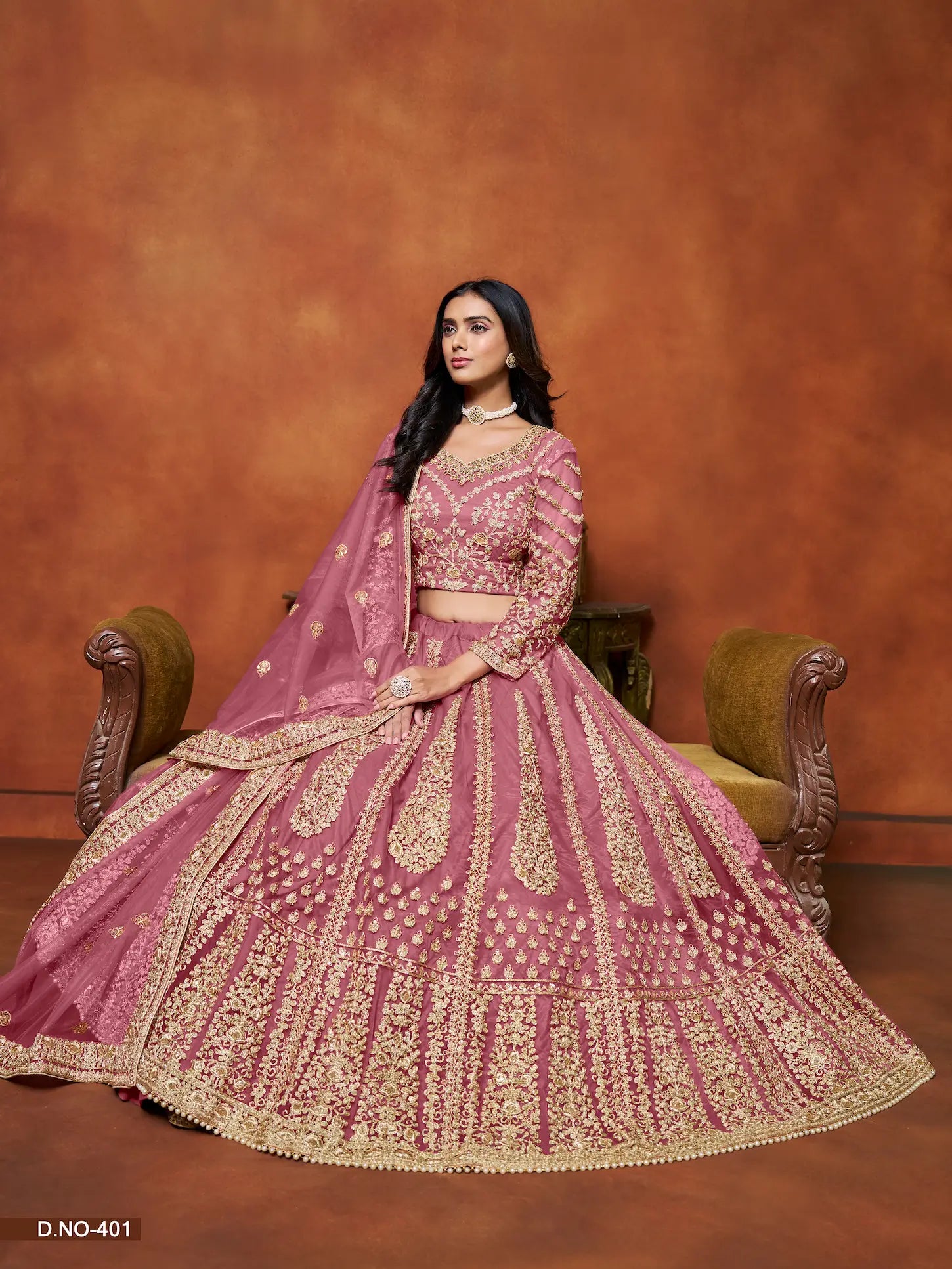 Light Pink Net Lehenga Choli With Thread & Sequence Embroidery Work - qivii