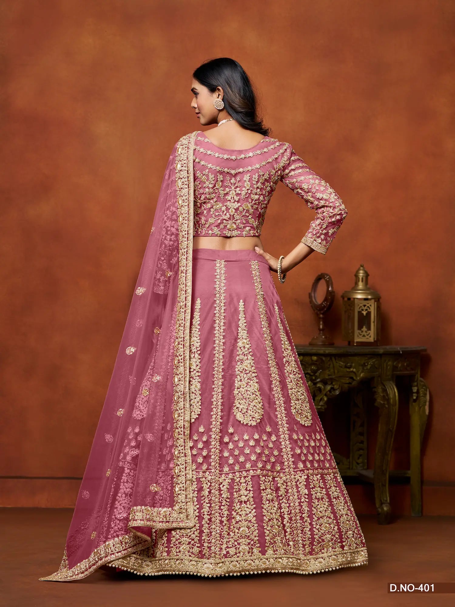 Light Pink Net Lehenga Choli With Thread & Sequence Embroidery Work - qivii