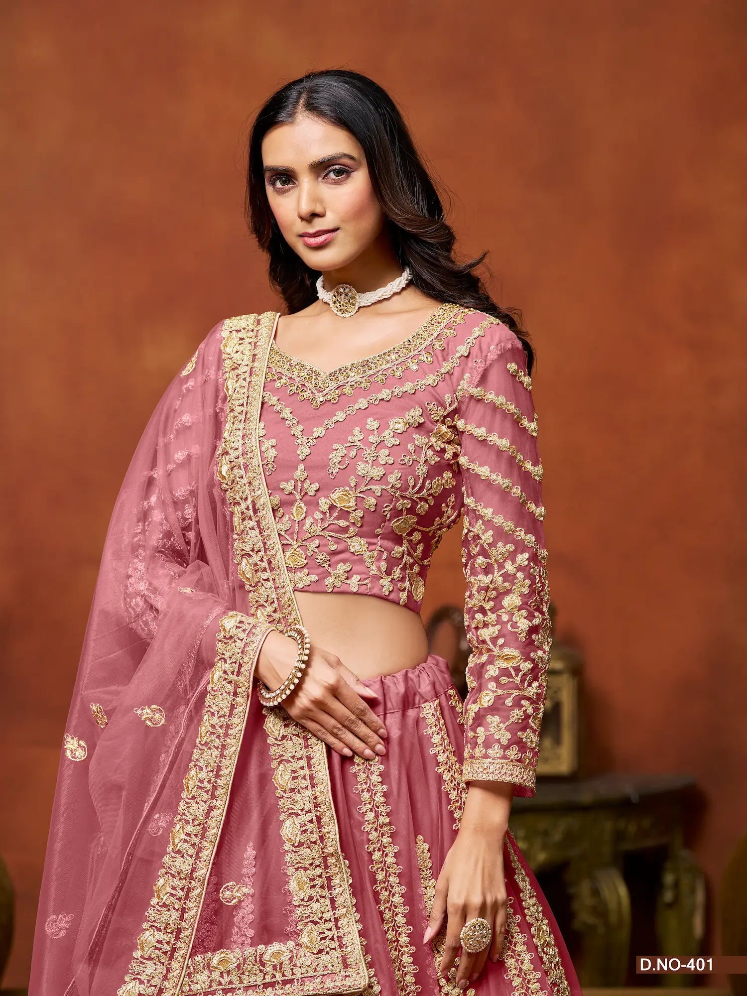 Light Pink Net Lehenga Choli With Thread & Sequence Embroidery Work - qivii