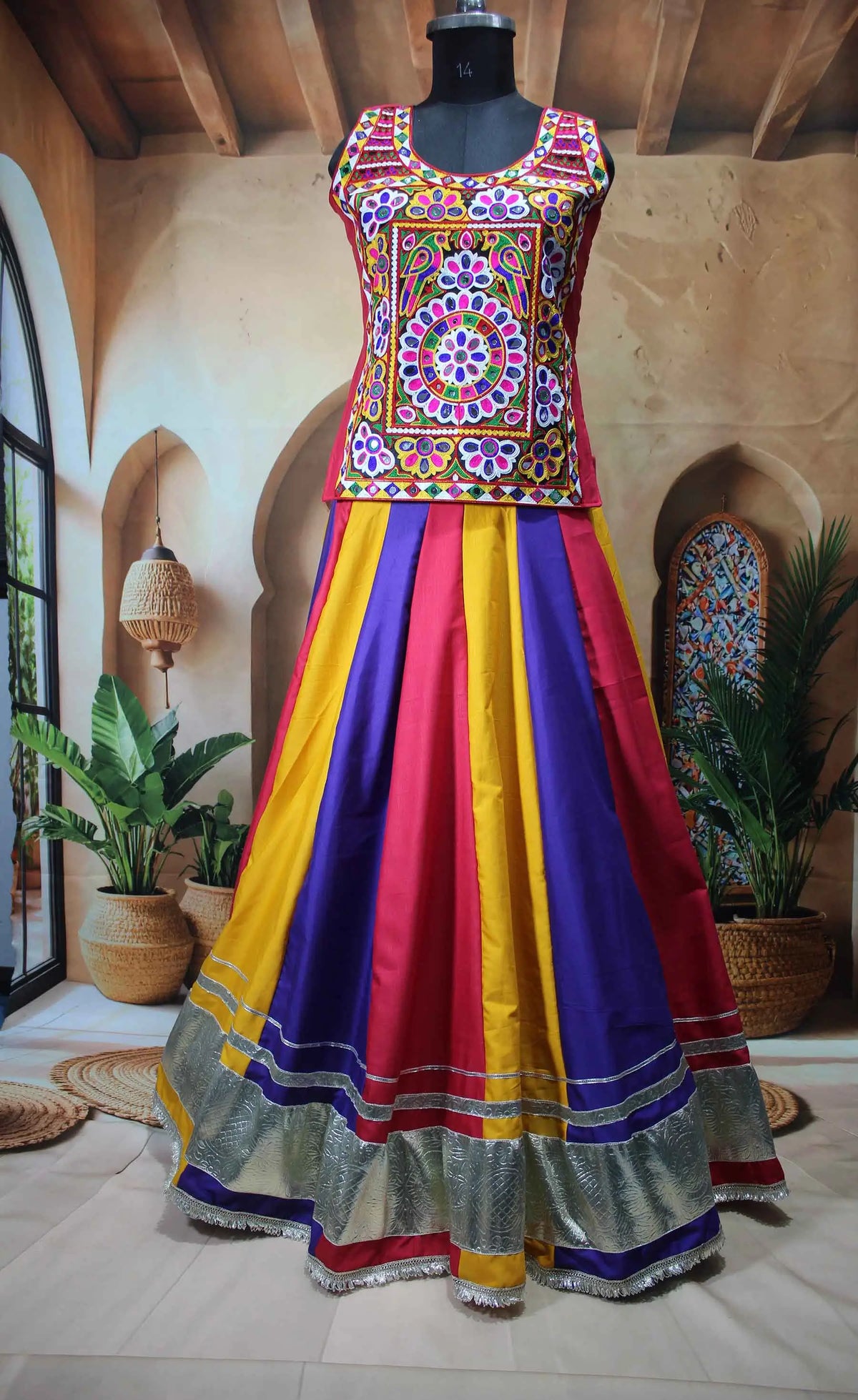 Multi Color Navratri Lehenga Choli With Kuchi Work