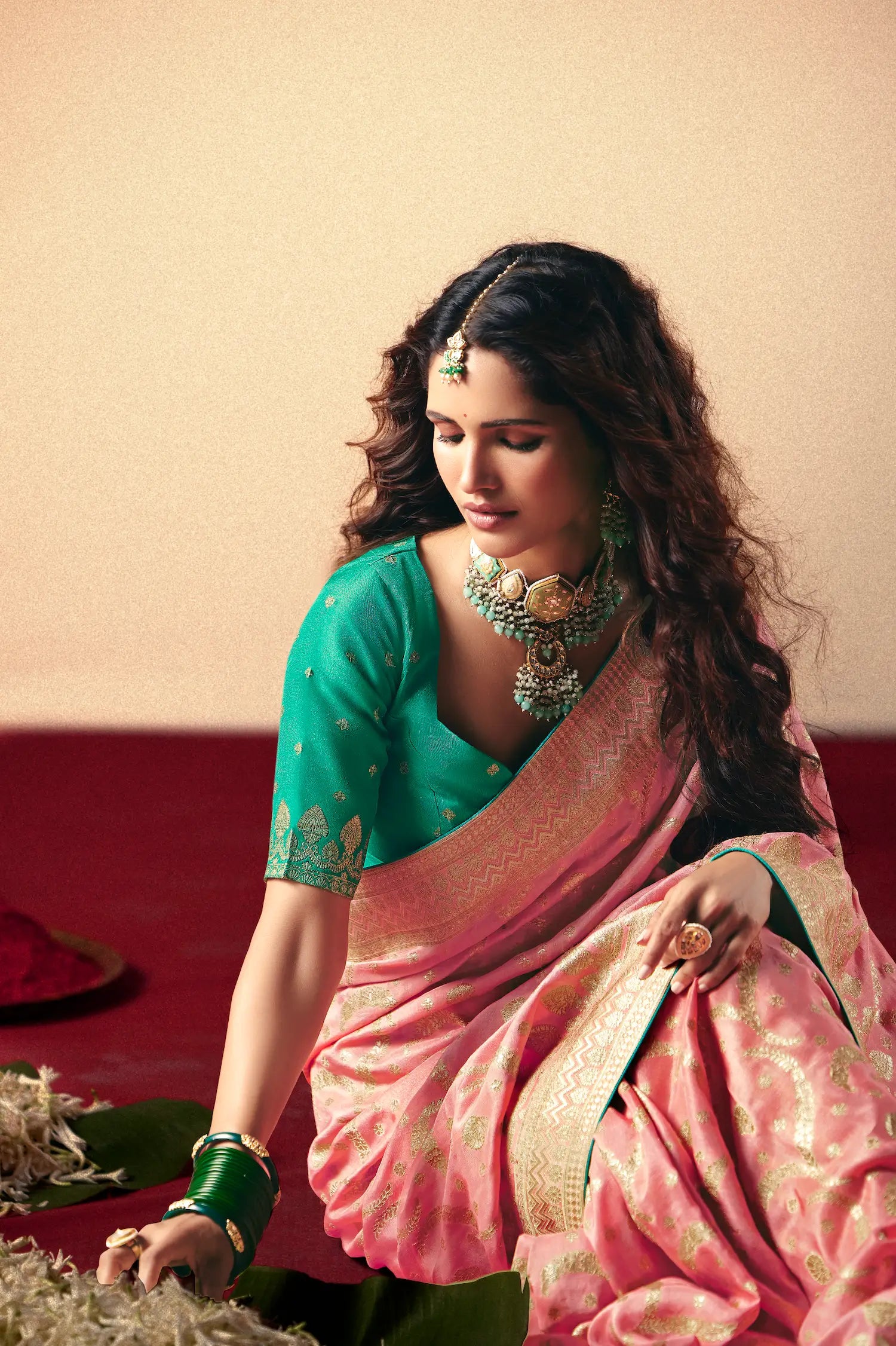 Sweet Pink Viscose Zari Weaving Saree - qivii