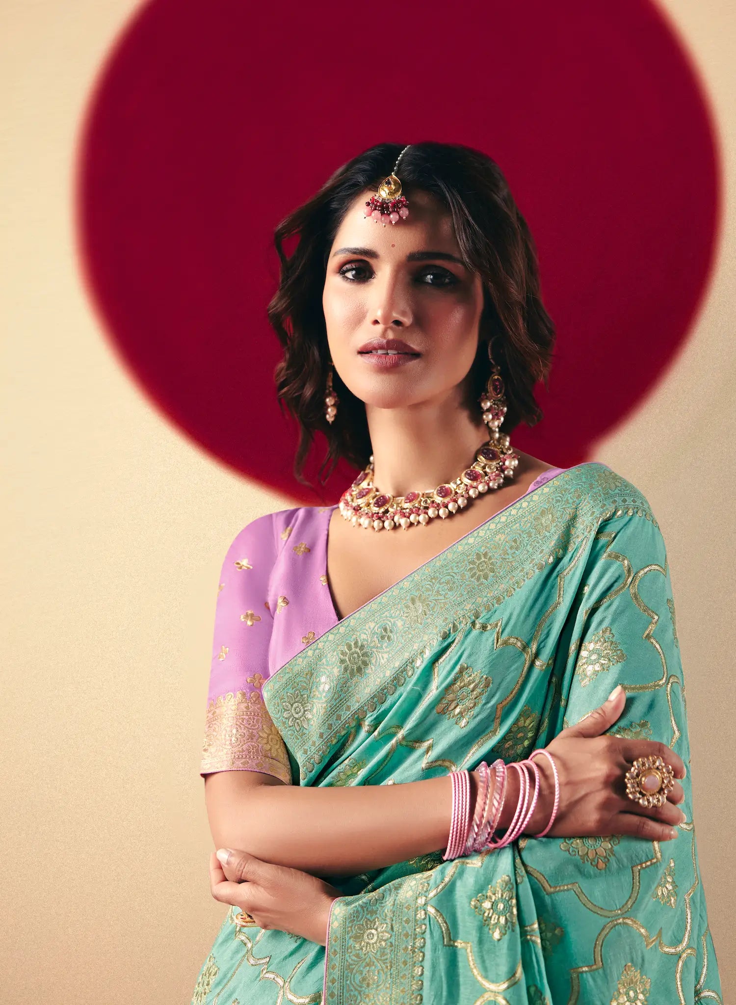 Aqua Blue Viscose Zari Weaving Saree - qivii