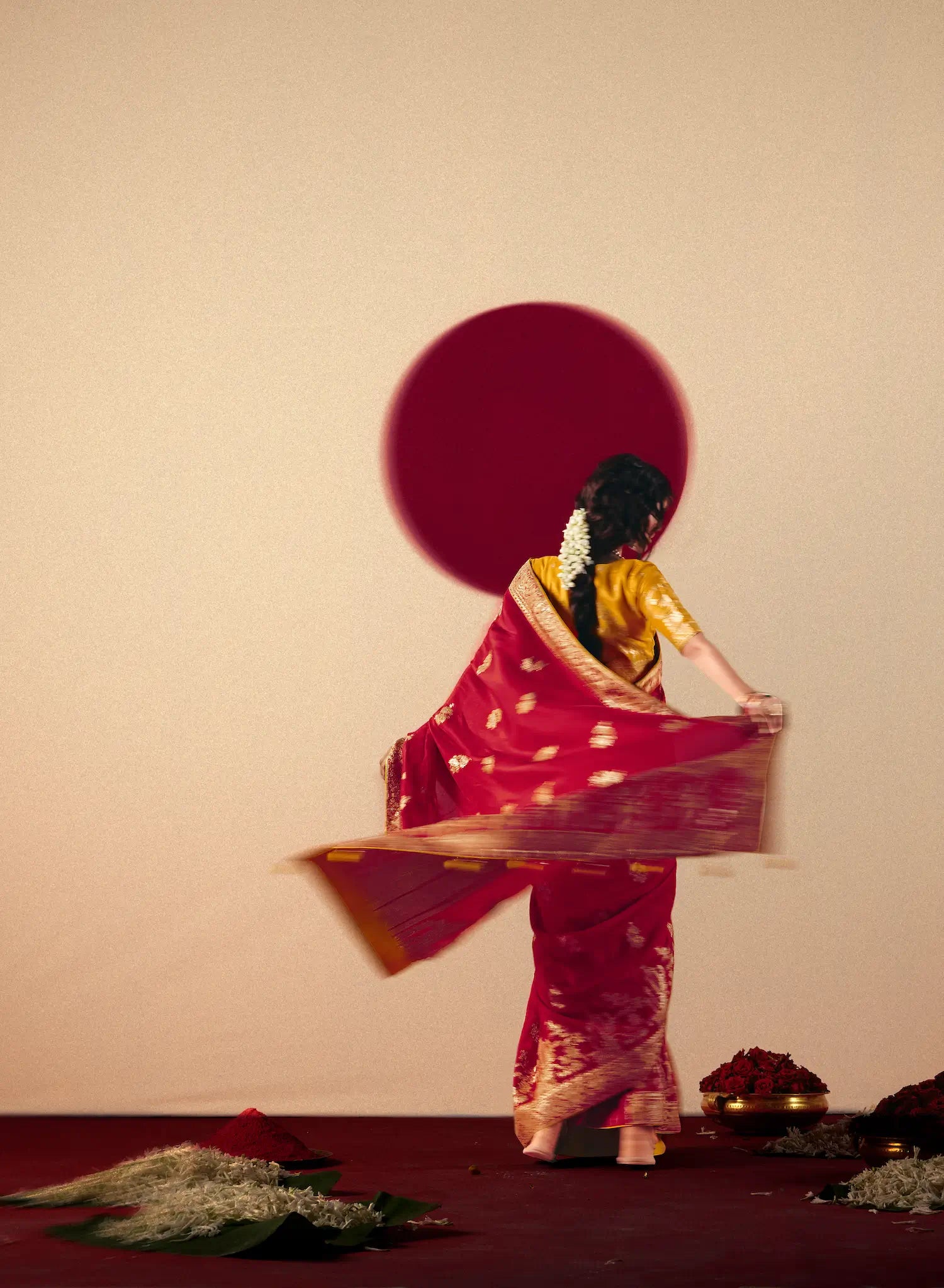 Rose Red Viscose Zari Weaving Saree - qivii