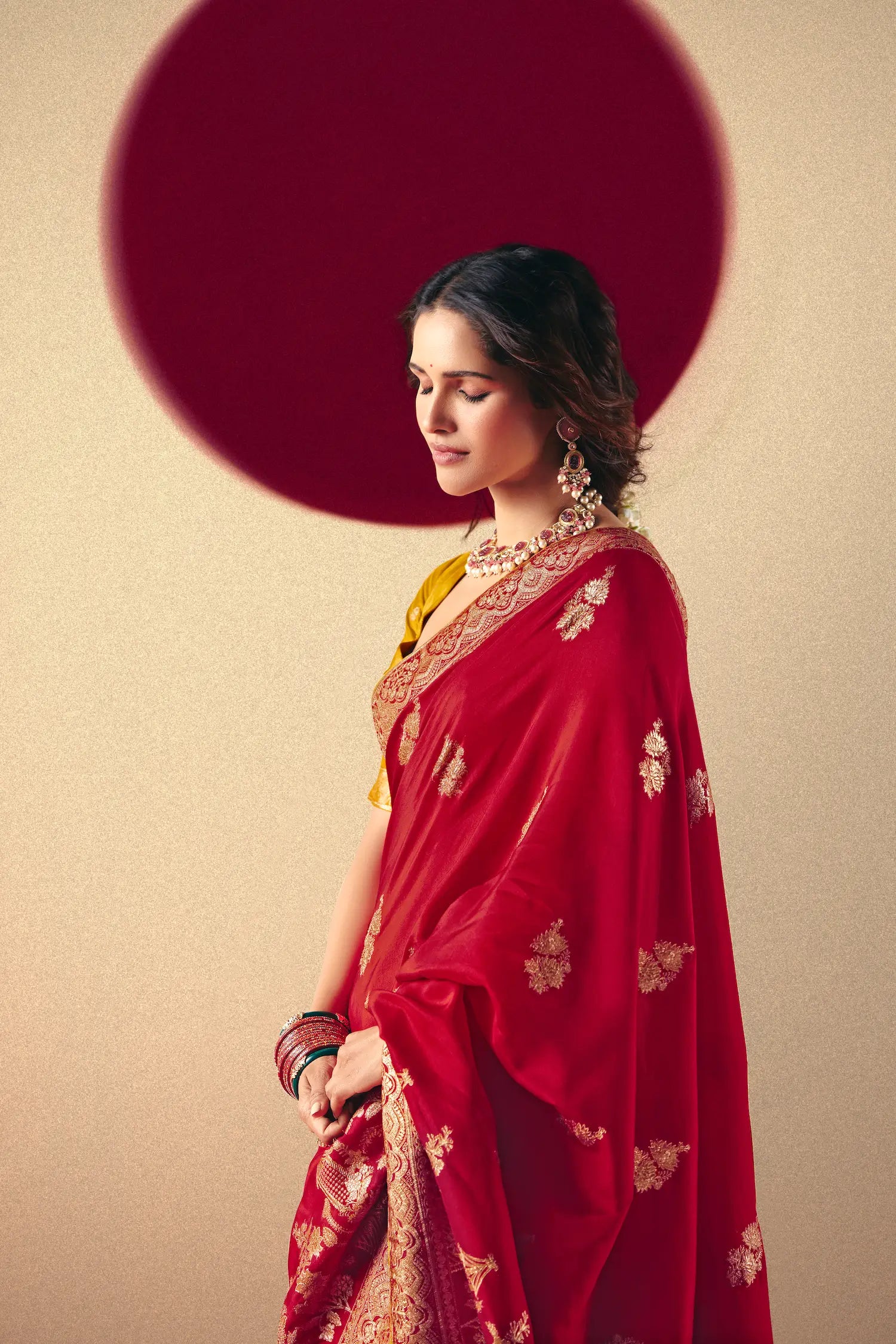 Rose Red Viscose Zari Weaving Saree - qivii