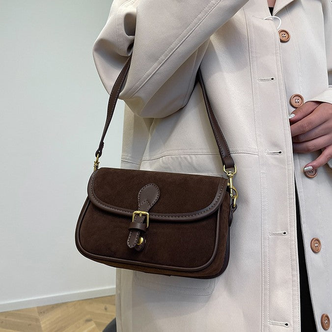 Women's Saddle Luxe Sling Bag - Matte Vintage Crossbody with Signature Buckle & Adjustable Wear