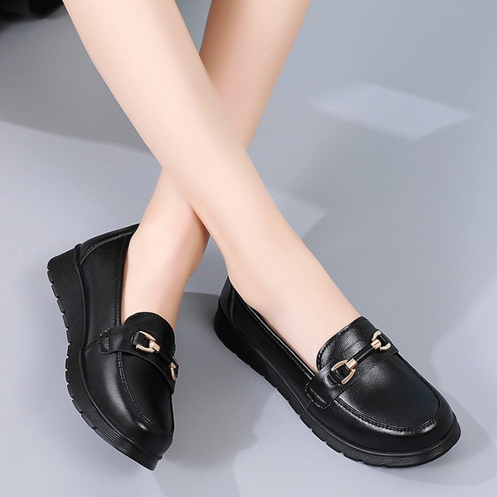 Women's CloudStep Split Leather Driving Moccasins - Slip-On Cushioned Flats for Commuting & Leisure