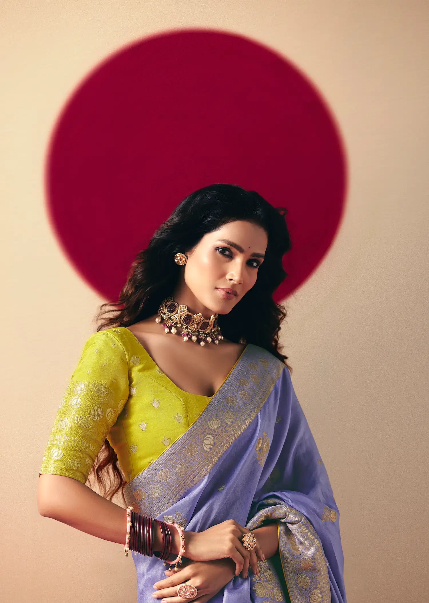 Dusty Lavender Viscose Zari Weaving Saree - qivii