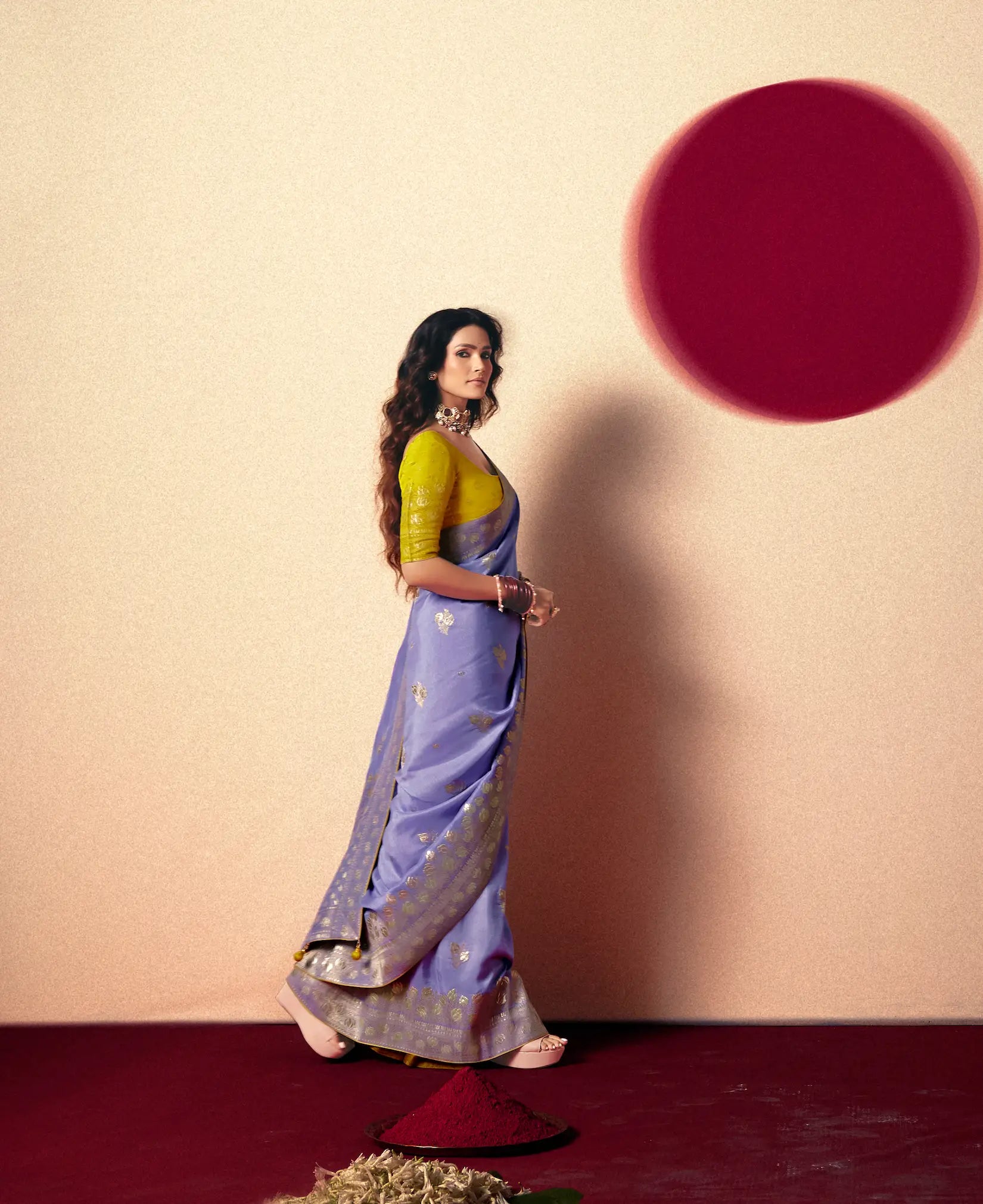 Dusty Lavender Viscose Zari Weaving Saree