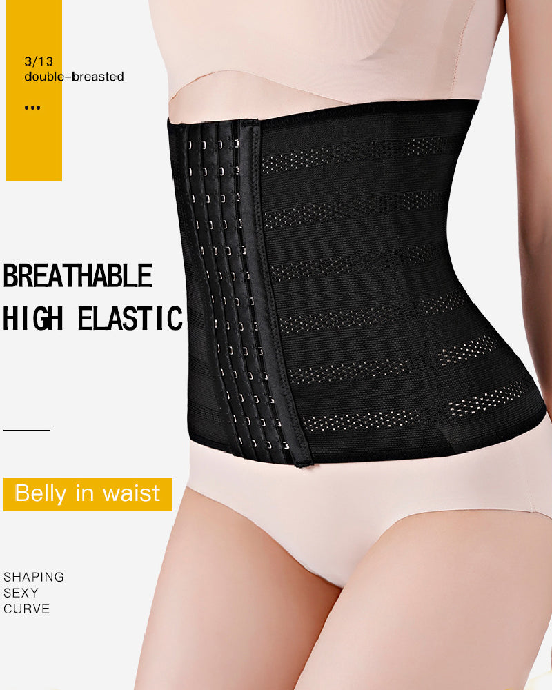 Women's Breathable Adjustable Hooks Waist Trainer Postpartum Tummy Slim Belt - By Qivii