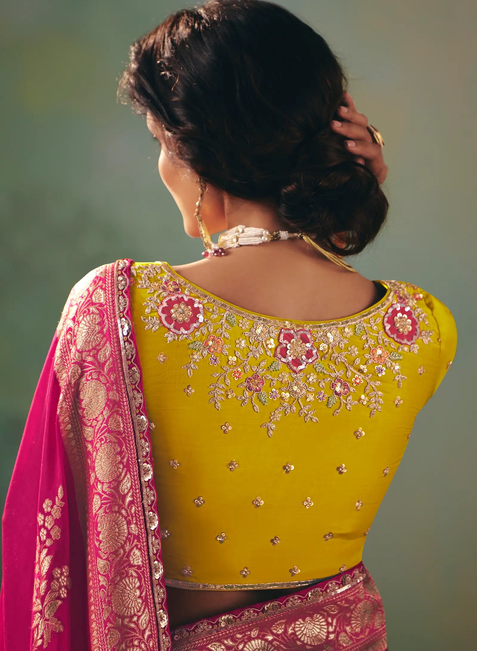 Hot Pink Dola Silk Saree With Embroidery Work Blouse - qivii