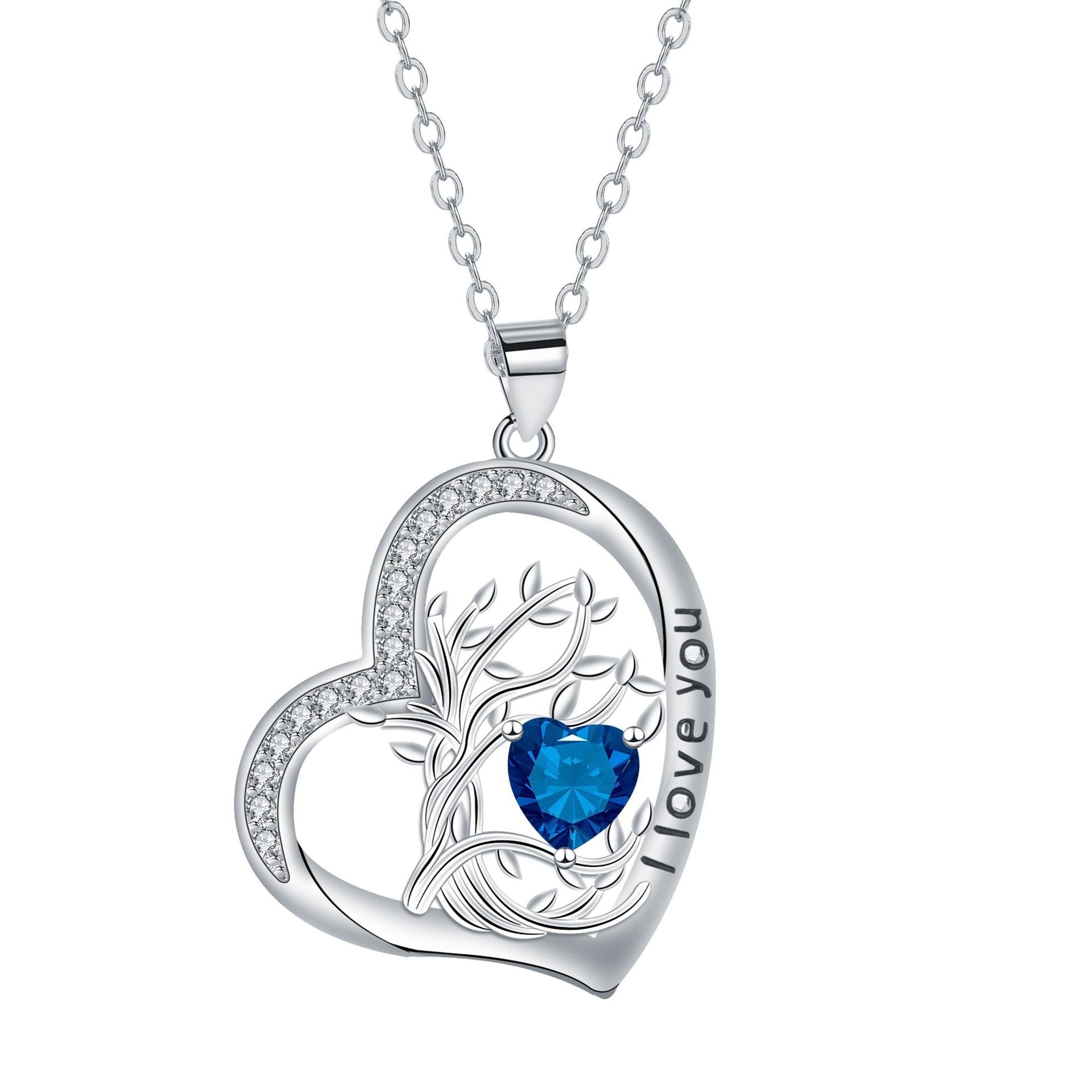 Birthstone Tree Of Life Heart Necklace