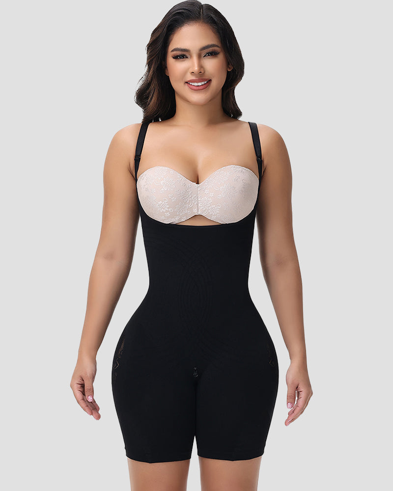 Shapshe® Open Chest Butt Rose Hollow Bodysuit Shapewear (Pre-Sale) - By Qivii