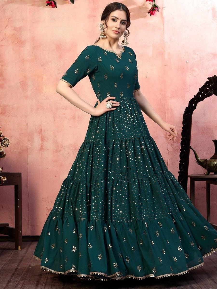 Stunning georgette fabric gown for parties, sangeet, and homely functions