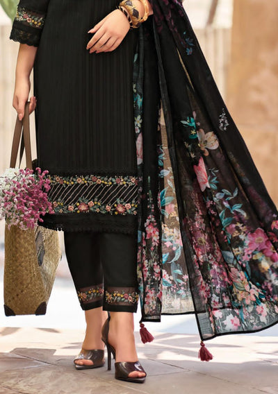 BLACK PURE COTTON DESGINER FANCY THERD MIRRORS WORK AND HAND WORK SALWAR SUIT