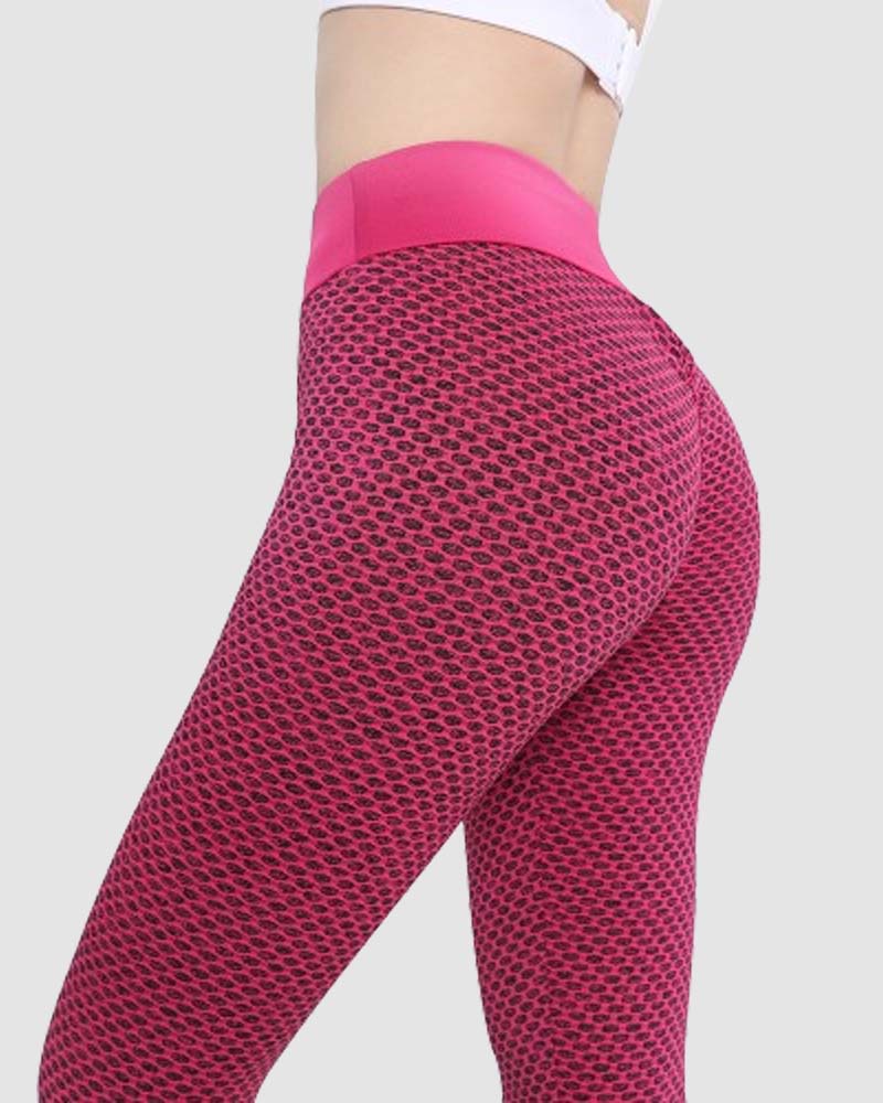 Honeycomb Butt Lifting Anti Cellulite Workout Leggings High Waist Yoga Pants - By Qivii
