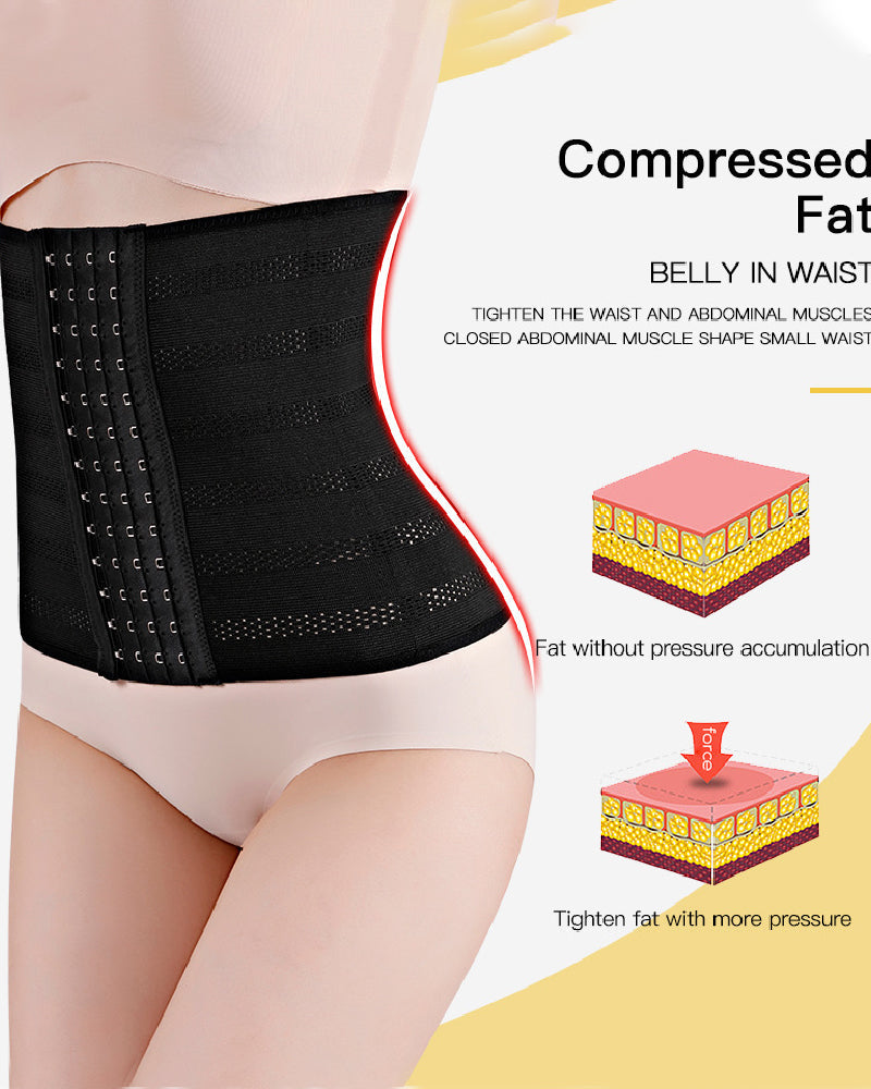 Women's Breathable Adjustable Hooks Waist Trainer Postpartum Tummy Slim Belt - By Qivii