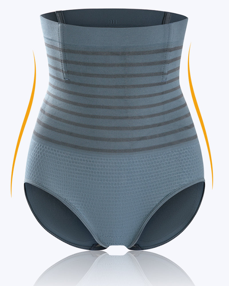 Women's High Waisted Striped Belly Bump Shapewear Panties Butt Lifter Briefs - By Qivii