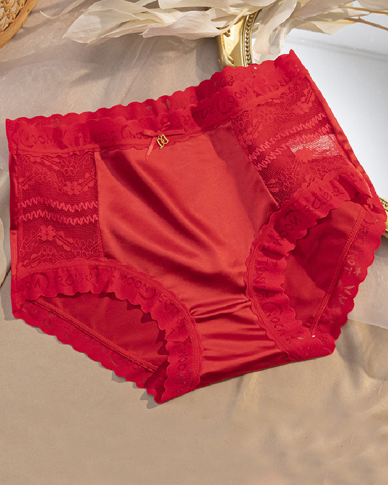 Women's Satin Seamless Ice Silk Mid-waist Briefs Cotton Crotch Butt-Lift Panties - By Qivii