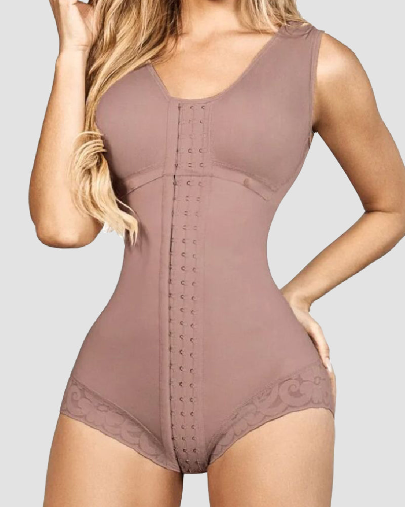 Shapshe® Women's Hook And Eye Closure Breast Support Shapewear Tummy Control Triangle Bodysuit - By Qivii