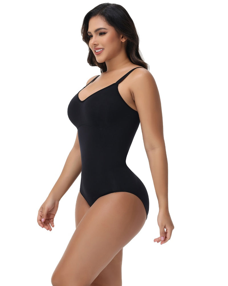 Shapshe® Seamless Knit Tummy Control Bodysuit Spaghetti Strap Stretch Briefs Body Shaper