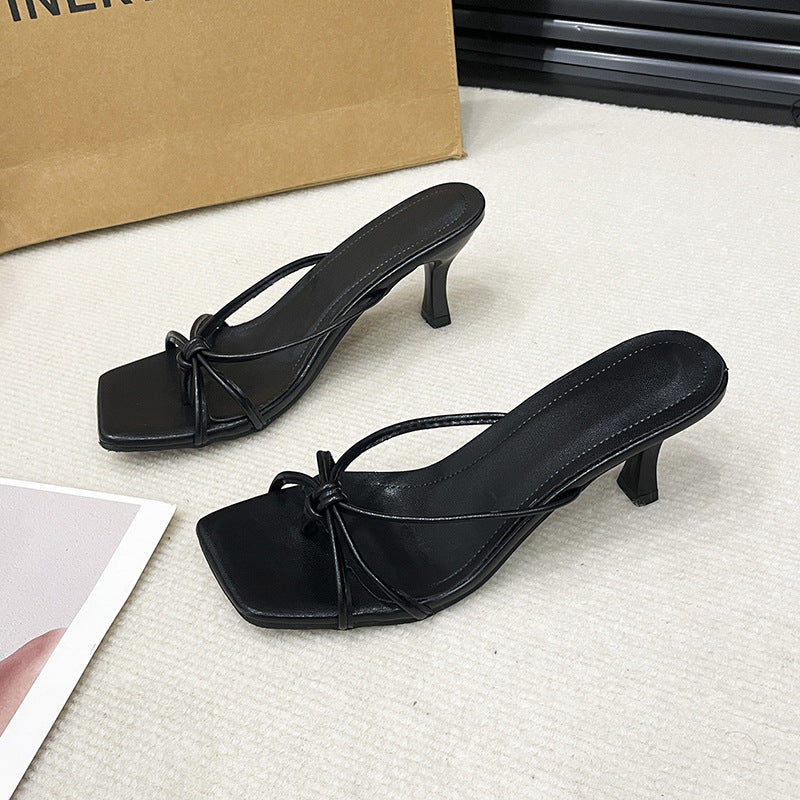 Women’s Colette Thong Heeled Slides – French-Style Strappy Toe-Post Stiletto Sandals (US4–10)